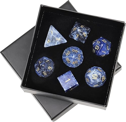 Miniatura 14 de mookaitedecor Juego de 7 dados poliédricos DND de cristal de ágata gris, dados pulidos de piedras pulidas para juegos de mesa RPG MTG decoración