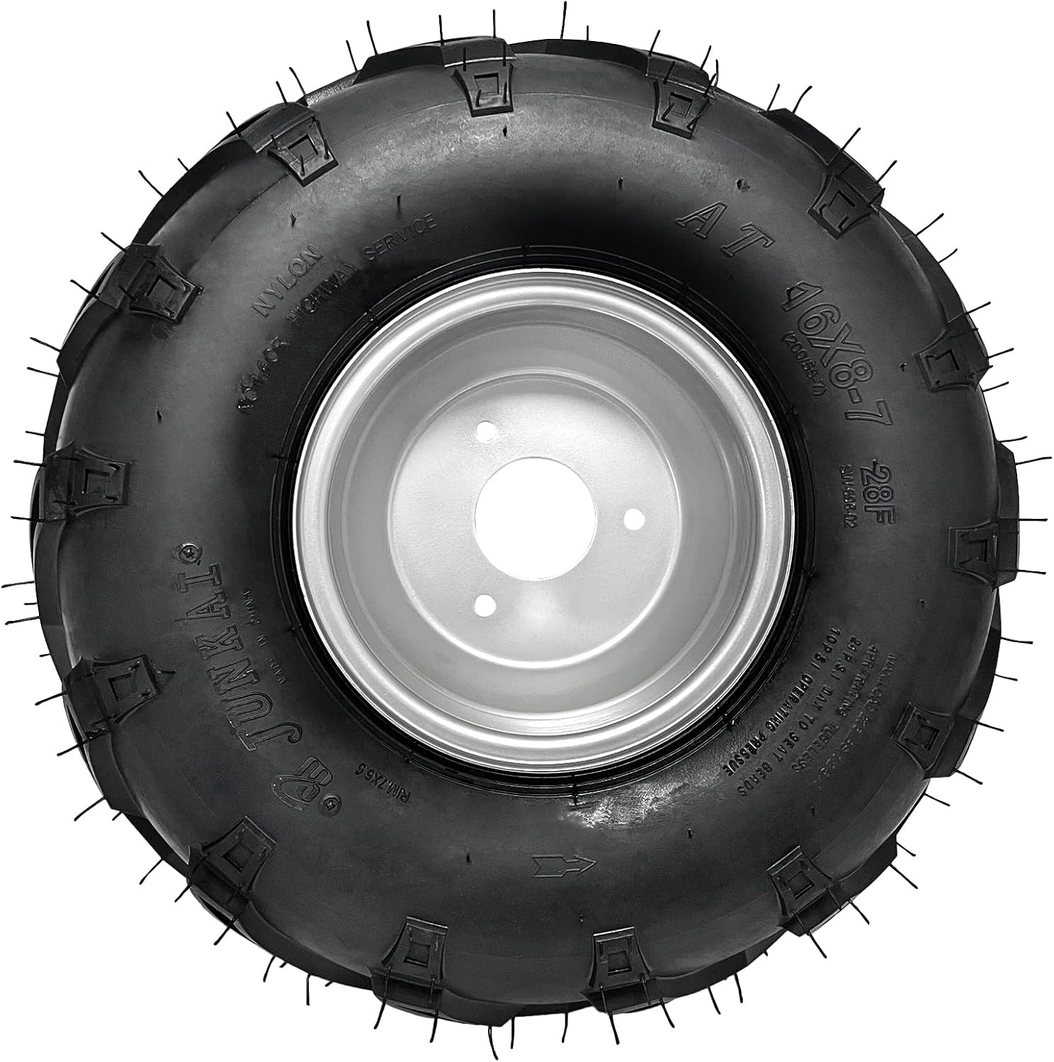 16x8-7 ATV Go Kart Tire with Wheel Kit – 200/55-7 Tubeless Tire, 7-inch Rim, 3-Bolt Wheel Hub, 160lbs Max Load, for Off-Road Vehicles ATV Golf Cart Mini Bike Quad Buggy 4 Wheelers Drift Trike