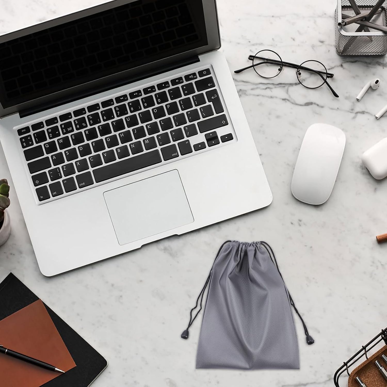SEWACC Drawstring Power Bank Storage Bag Digital Cable Organizer Pouch for Travel Portable Protective Carrying Case for Chargers Phones Adapters image 2