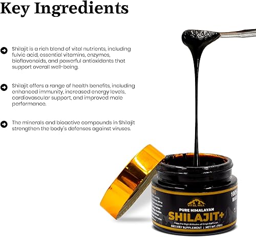Miniatura 5 de Resina Shilajit del Himalaya prémium para hombres y mujeres, 500 mg de potencia máxima orgánica, probada en laboratorio estadounidense para pureza