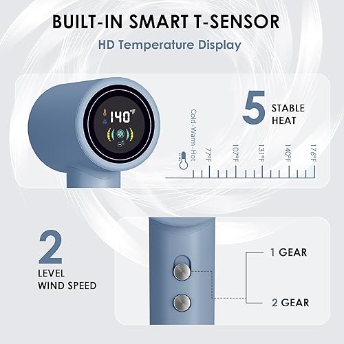 Miniatura 5 de Secador de pelo difusor, secador iónico profesional con difusor para cabello rizado, motor sin escobillas de 110000 rpm, secador de pelo de alta