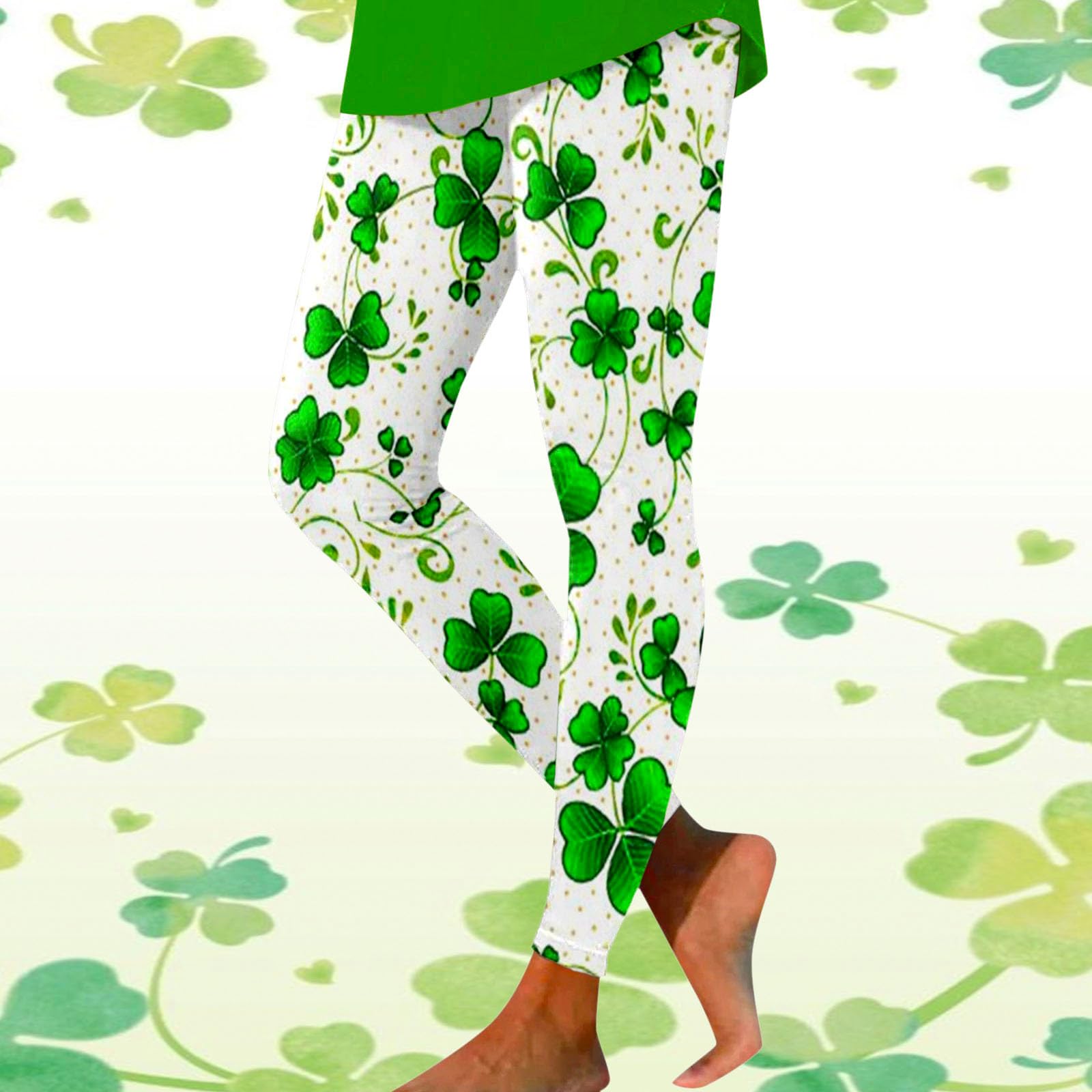 St.Patrick's Day Donna Irlandese Verde Trifoglio Skimpy Leggero Casual Foglie Trendy Sport Scrunch Butt Leggings Floreali Collant Yoga Pantaloni Running Collant Butt Lift Dimagrante