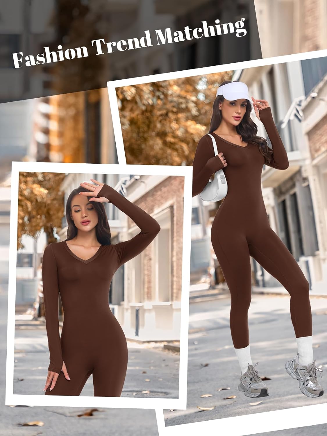 VUTRU Womens Long Sleeve Workout Jumpsuits V-Neck Romper Tummy Control Bodysuit Bodycon Sexy One Piece - Image 4