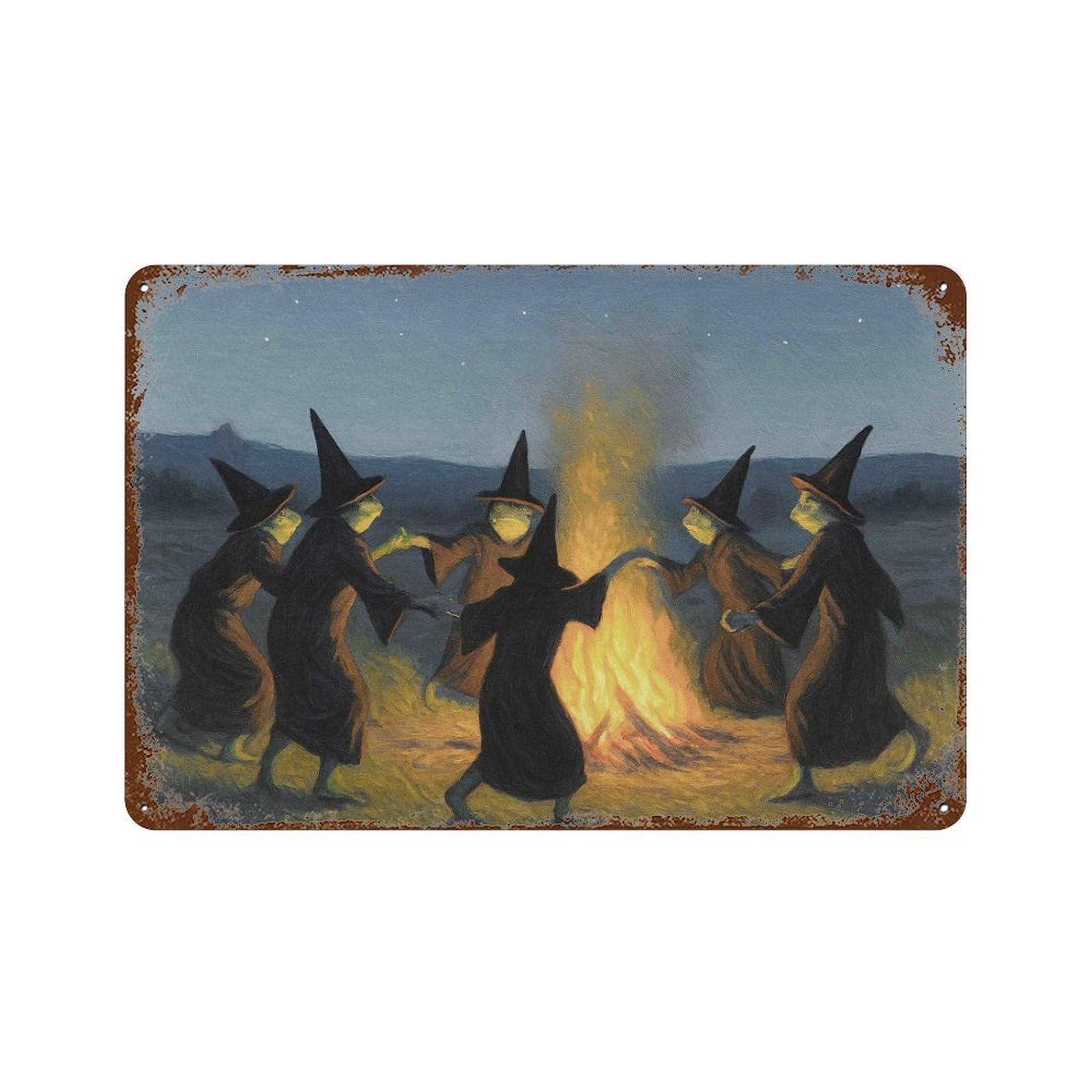xiaoxiaoshen Spooky Frog Witches Dancing Art Gothic Halloween Decor Wall Decor Art Metal Tin Poster Modern Home Decor Art Home Bar Shop Decorations Vintage Sign 20x30cm