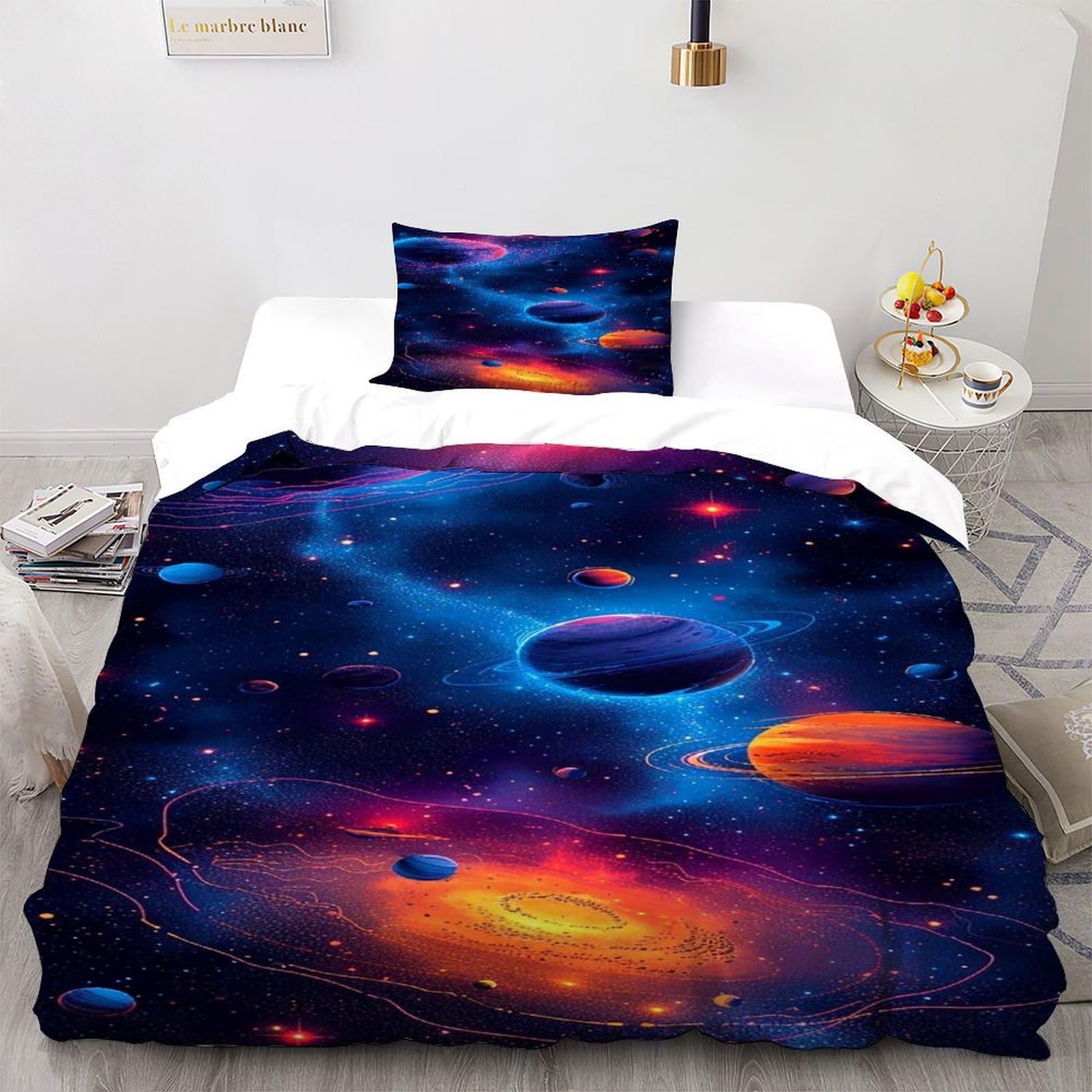 Housse de couette microfibre imprimé starry sky finition zippée haut de gamme