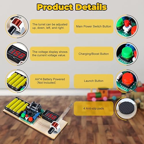 Miniatura 5 de MiOYOOW Transmisor electromagnético Proyectos electrónicos DIY, mini juego de disparo, kit de práctica de soldadura, módulo convertidor de impulso,