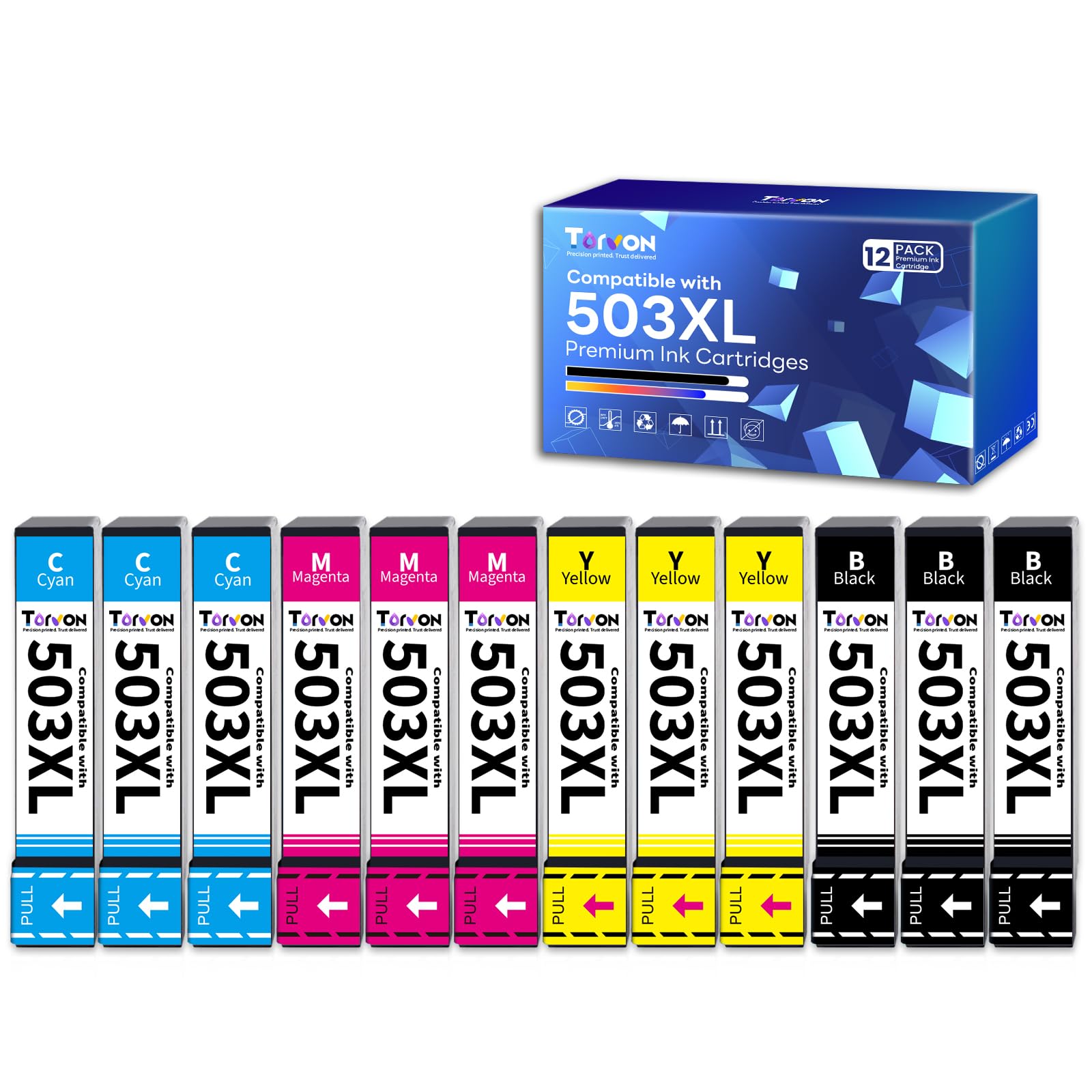 Torvon Kompatibel für 604XL Patronen 12er-Pack Kompatibel für Epson 604XL Patronen Multipack für Expression Home XP-2200 XP-2205 XP-3200 XP-3205 XP-4200 XP-4205 WF-2910 WF-2930 WF-2935 WF-2950