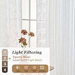 OWENIE Rideaux en lin pour chambre à coucher 84 Poches longues 2 Ensemble de panneaux, Farmhouse épais Faux Lin Light Filtering Rideaux texturés Draps avec haut de l'onglet arrière, blanc, chaque 52" W x 84" L