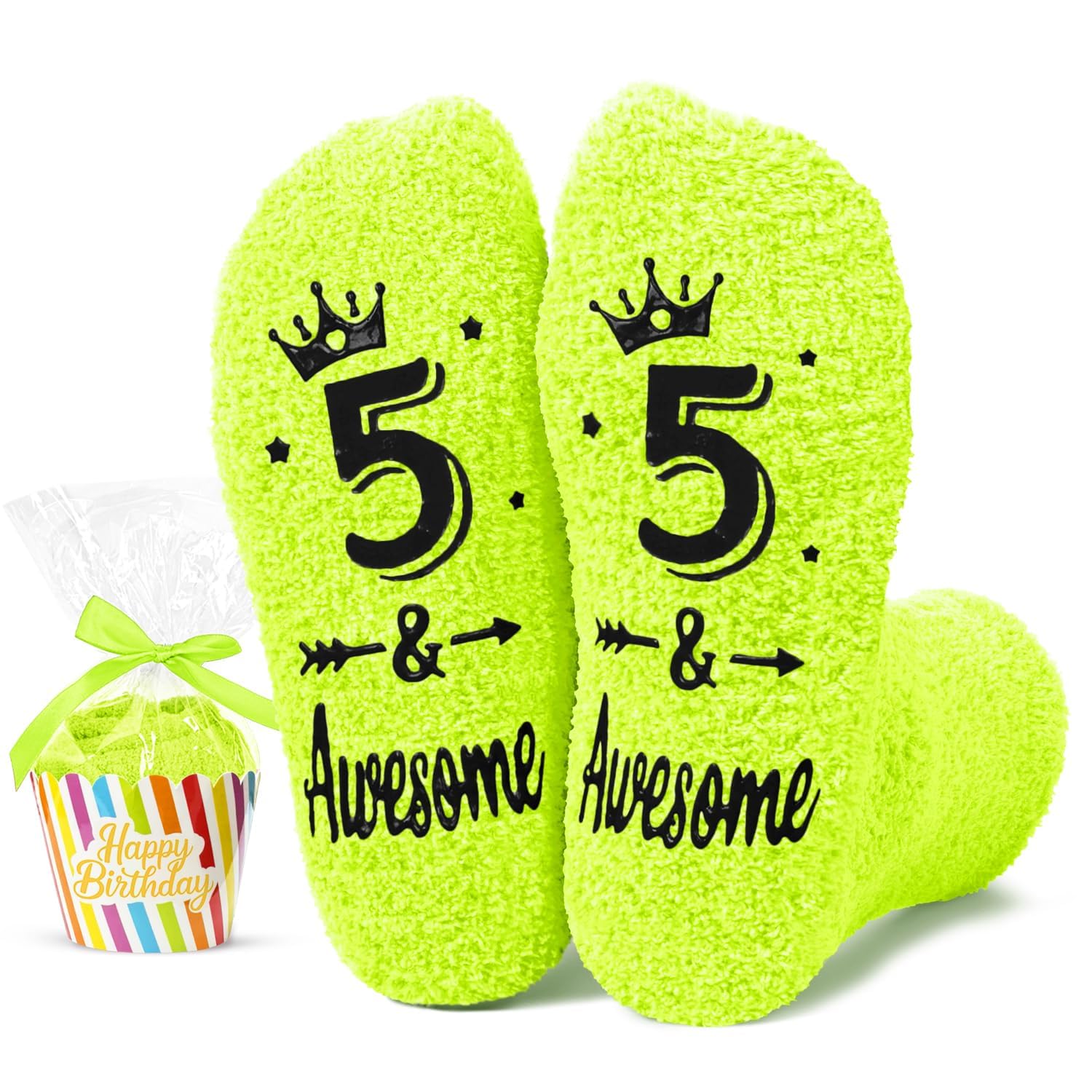 HAPPYPOP 5th Birthday Gifts for Girls Boys - Socks for Toddlers 5t, Presents for Five Year Old
