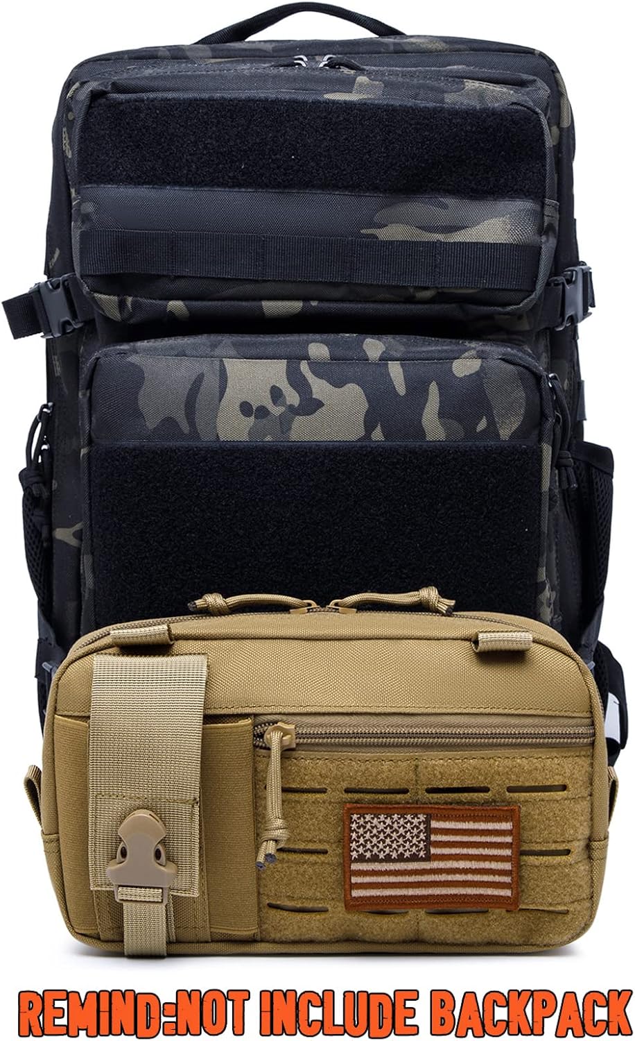 Molle Admin Pouch with Laser Cutting Loop,Car EDC EMT Molle Pouches, Large Capacity Tactical Pouch, EDC Pouch Organizer Include US Flag