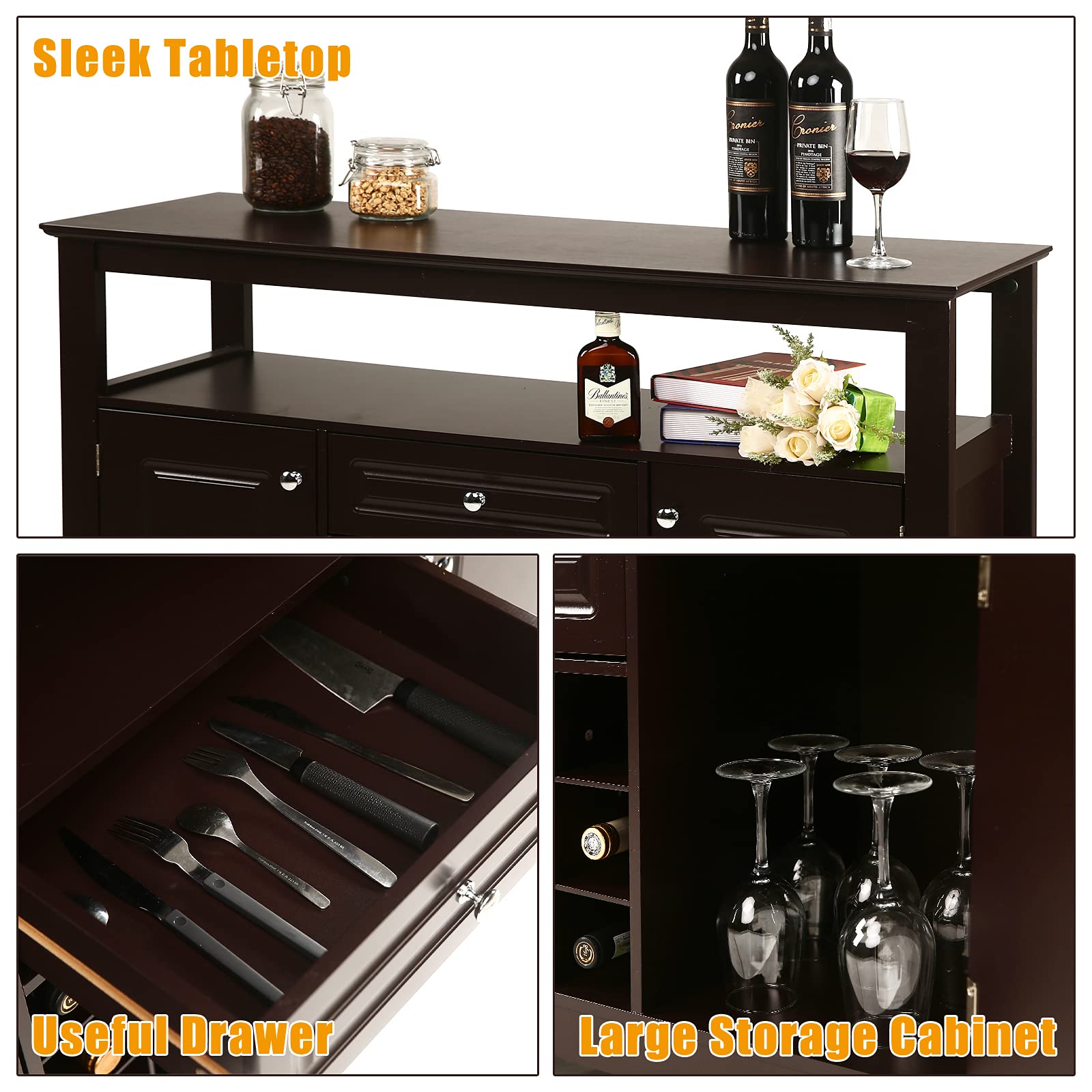 Apepro Sideboard Wine Buffet Kitchen Buffet Bar with