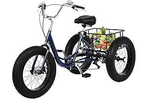 Adult Fat Tire Trike - 20 Inch Wide Tire Cruiser Tricycle with...