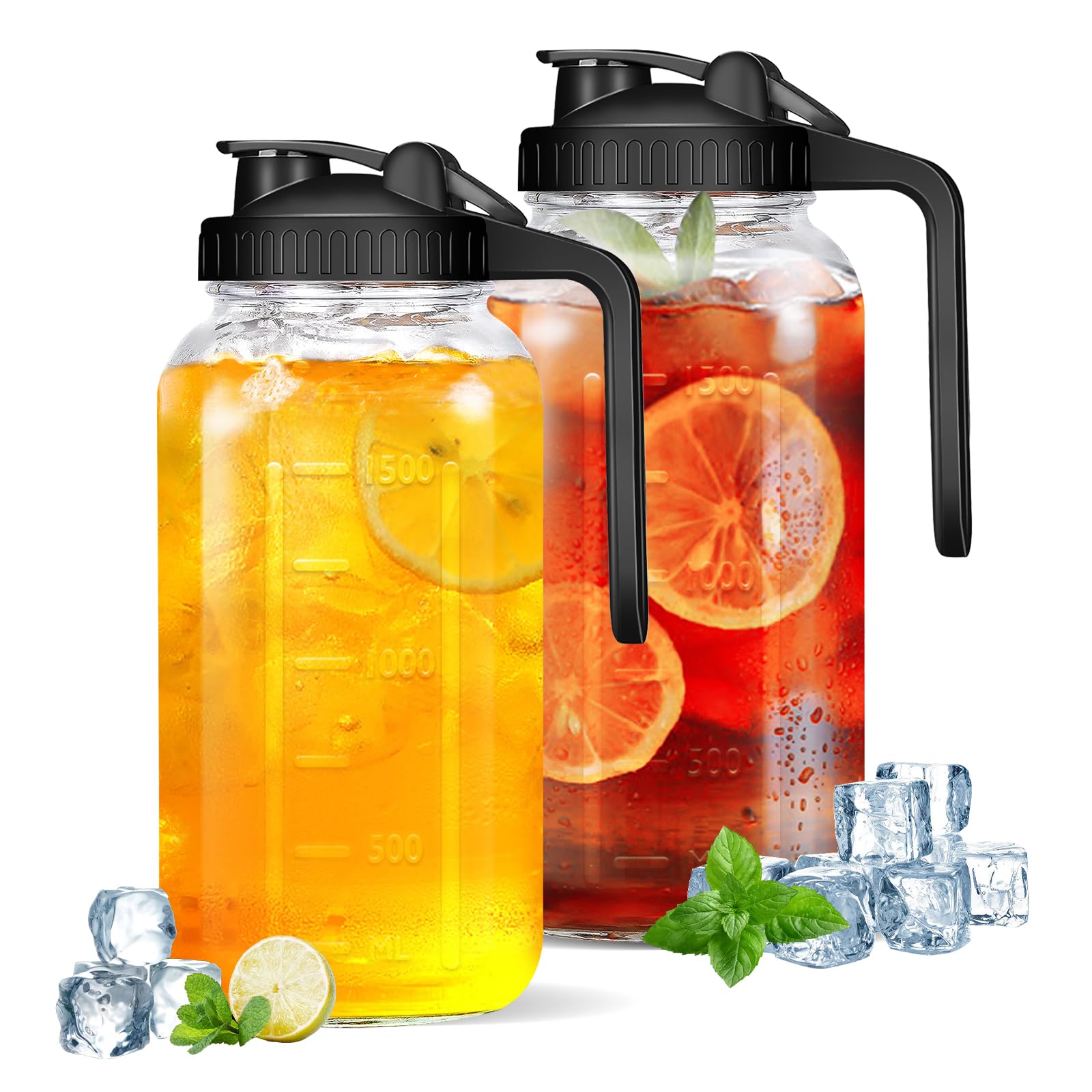 DIBOLASC 2 Pack Glass Pitcher