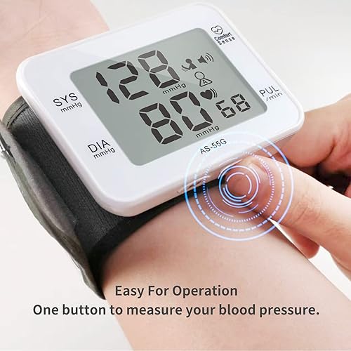 Miniatura 5 de Monitor de presión arterial de muñeca, brazalete digital de presión arterial con transmisión de voz y pantalla grande, monitor automático de presión