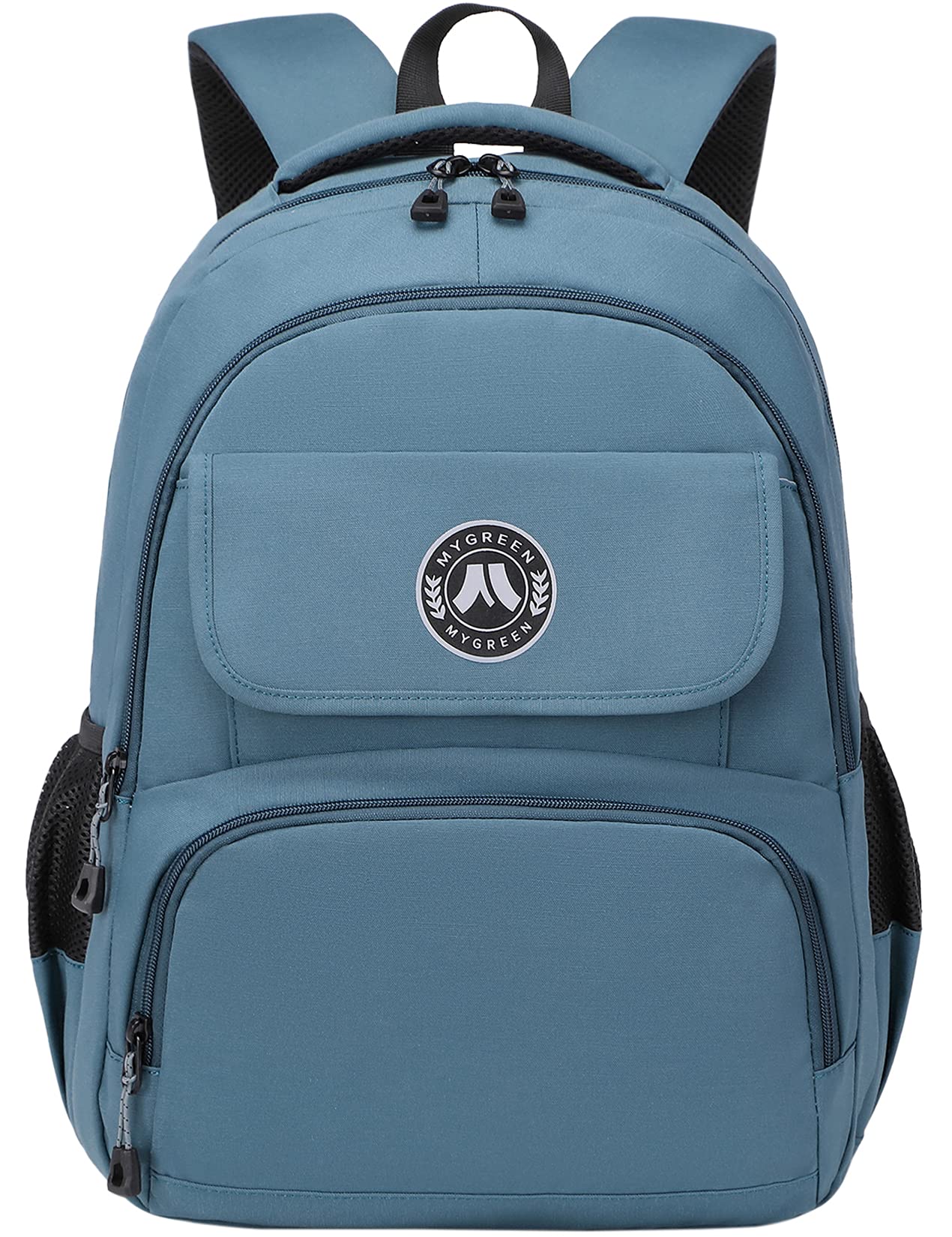 Mygreen Cool Student Backpack - School, Travel, or Work Bookbag with 15-Inch Laptop Pack Cadet Blue