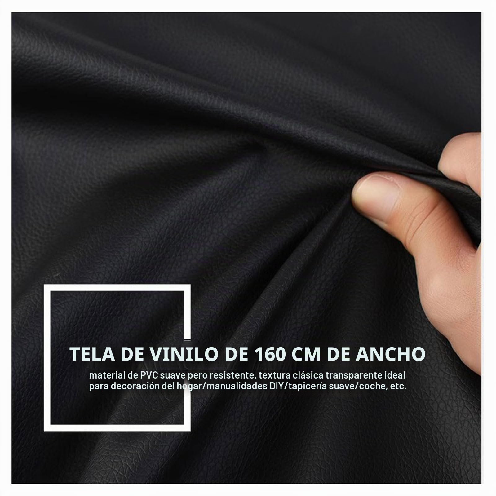 Tela Polipiel Para Tapizar Negro 160cm de Ancho Tela de Piel Sintética Suave Resistente al Agua Para Manualidades Y Bricolaje, Muebles, Sofás, Sillas(Size:160x300cm,Color:Negro)