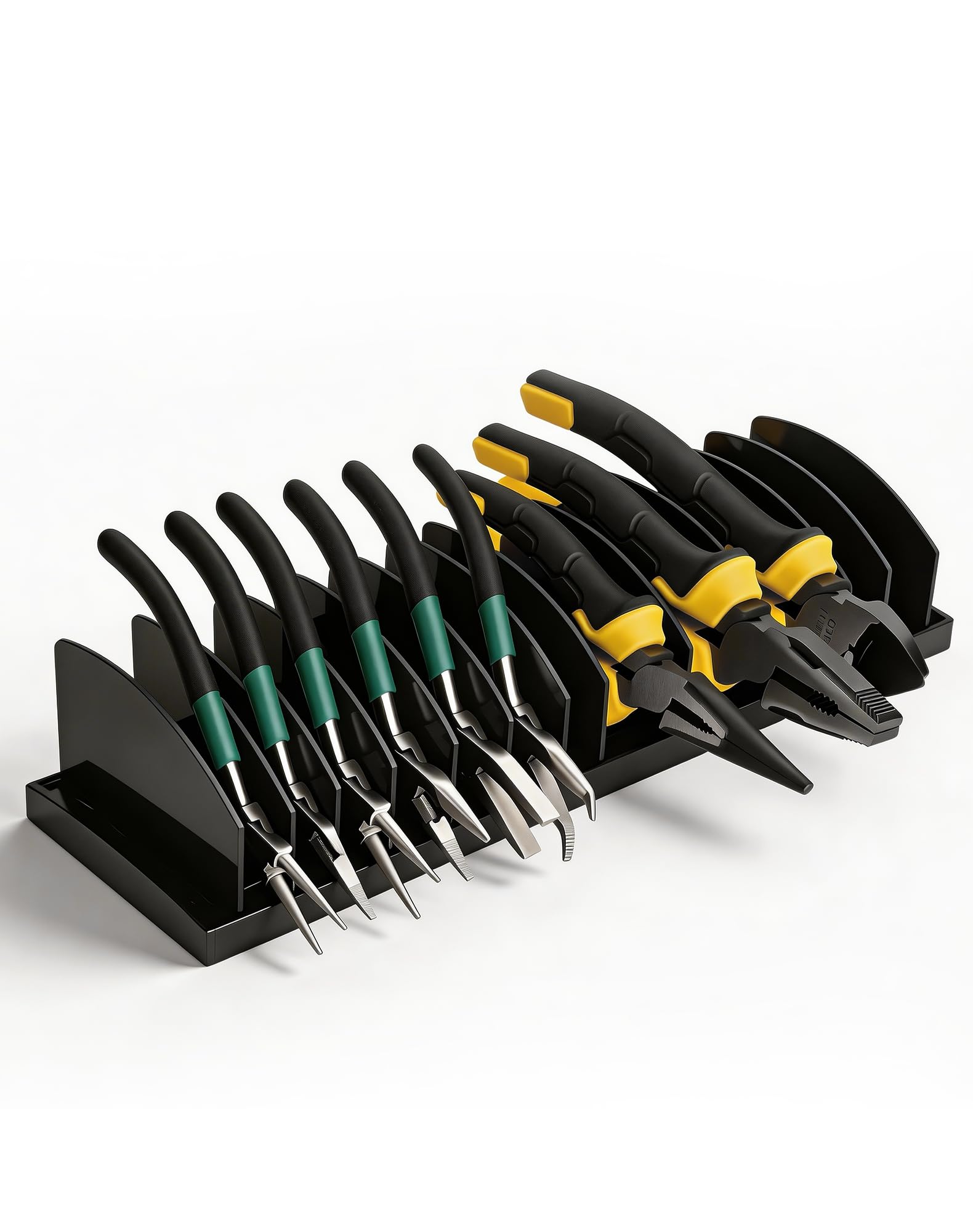 Reniteco Plier Organizer Rack, Pliers Holder with Non-Slip Rubber Base and Adjustable Dividers, 11-Slot Tool Box Organizer, Cutter Organizers, Tool