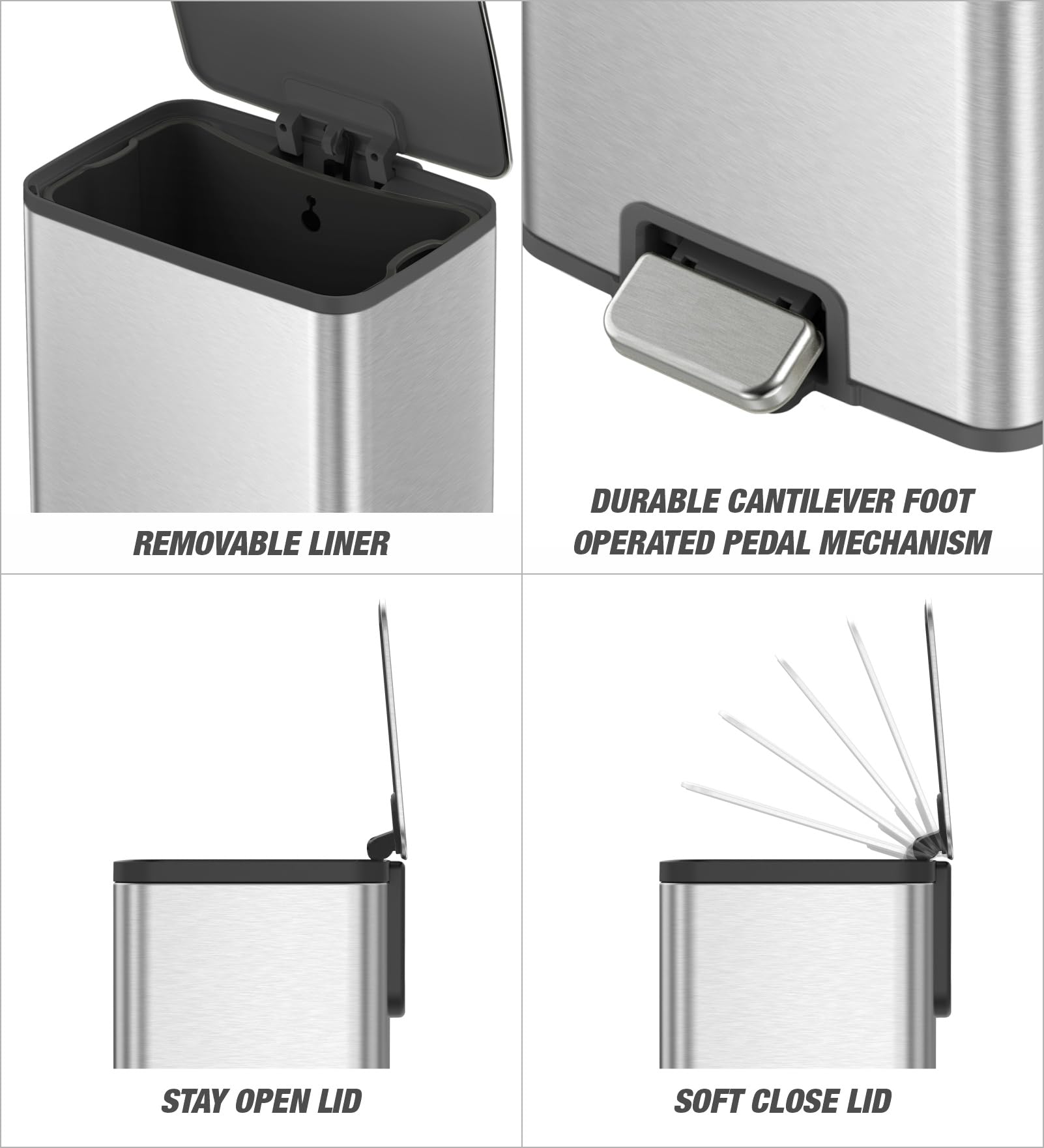 Obsessions EKO Trash Can - Stainless Steel Pedal Bin -4