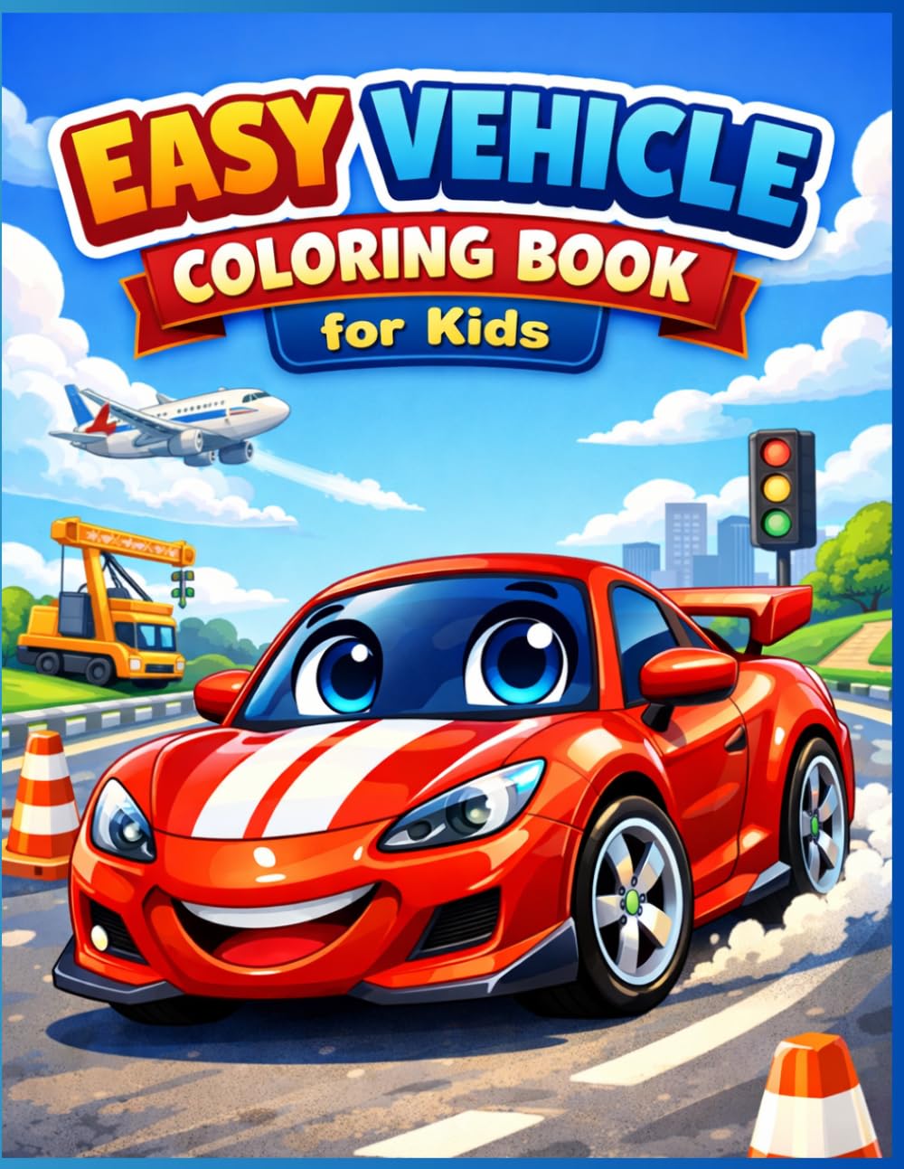 Easy Vehicle Coloring Book for Kids: Fun and Simple Cars, Trucks, Buses and More Vehicles to Color for Toddlers and Preschool Kids Ages 3–5 (Fun Vehicles Activity & Coloring Series)