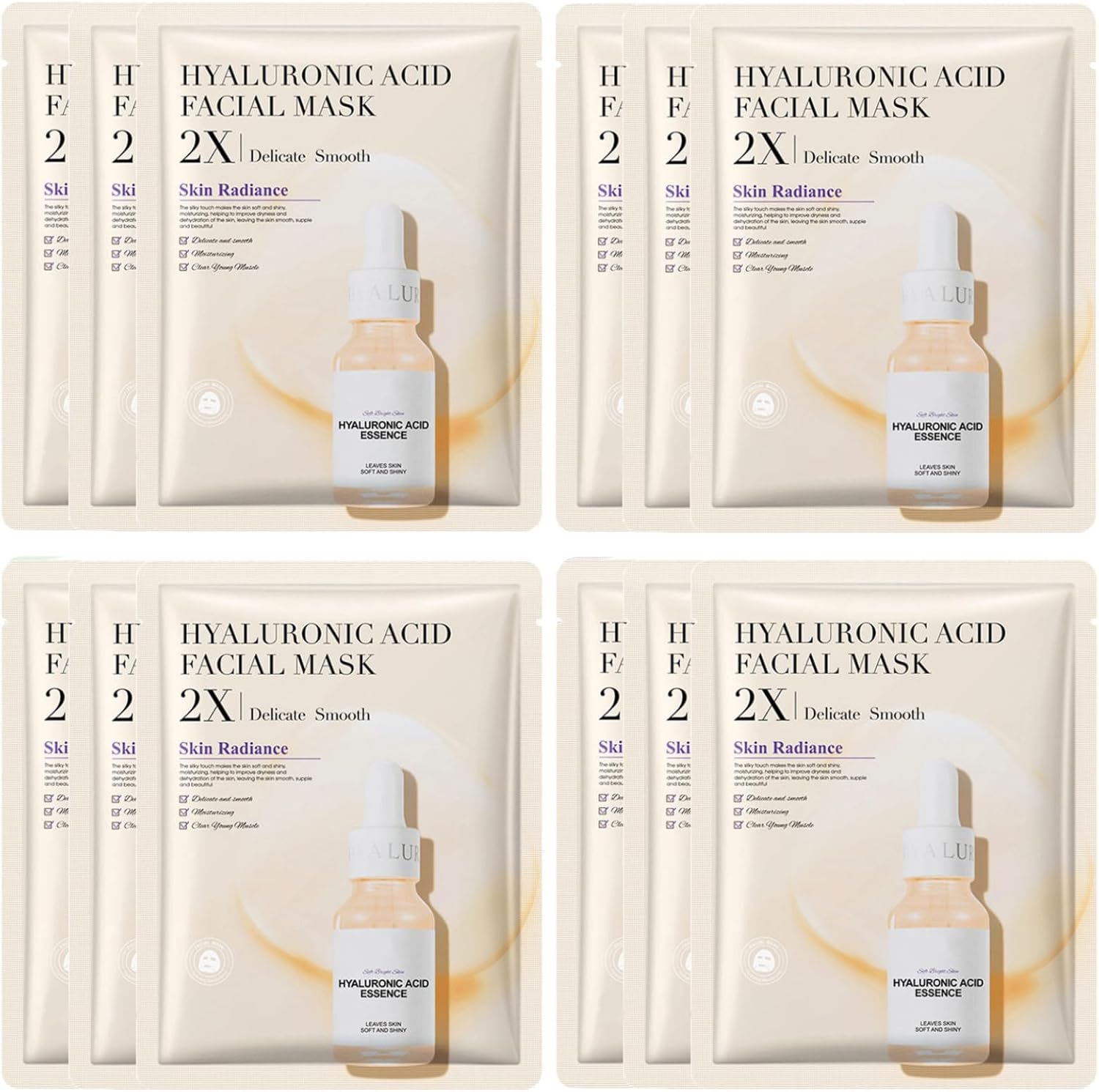 JORUN 12 Pcs Hyaluronic Acid Hydrating Sheet Face Mask Set – Korean Sheet Masks Moisturizing,Anti-Aging, Brightening Face Masks Skincare Multipack – Vegan for All Skin Types