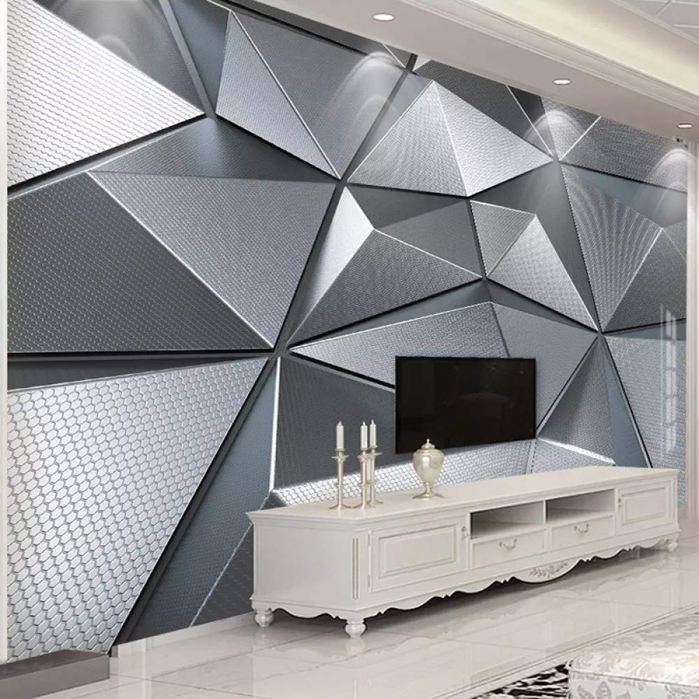 Carta Parati,Moderno Grigio 3D Solido Triangolo Geometria Nordico Grande Carta Da Parati Autoadesiva Buccia E Bastone Carta Di Contatto Staccabile Vinile Murale Adatto Per Soggiorno Decorativo Camer