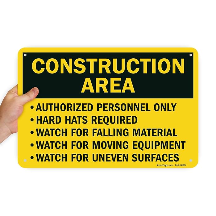 Buy SmartSign "Construction Area Authorized Personnel Only, Hard Hats