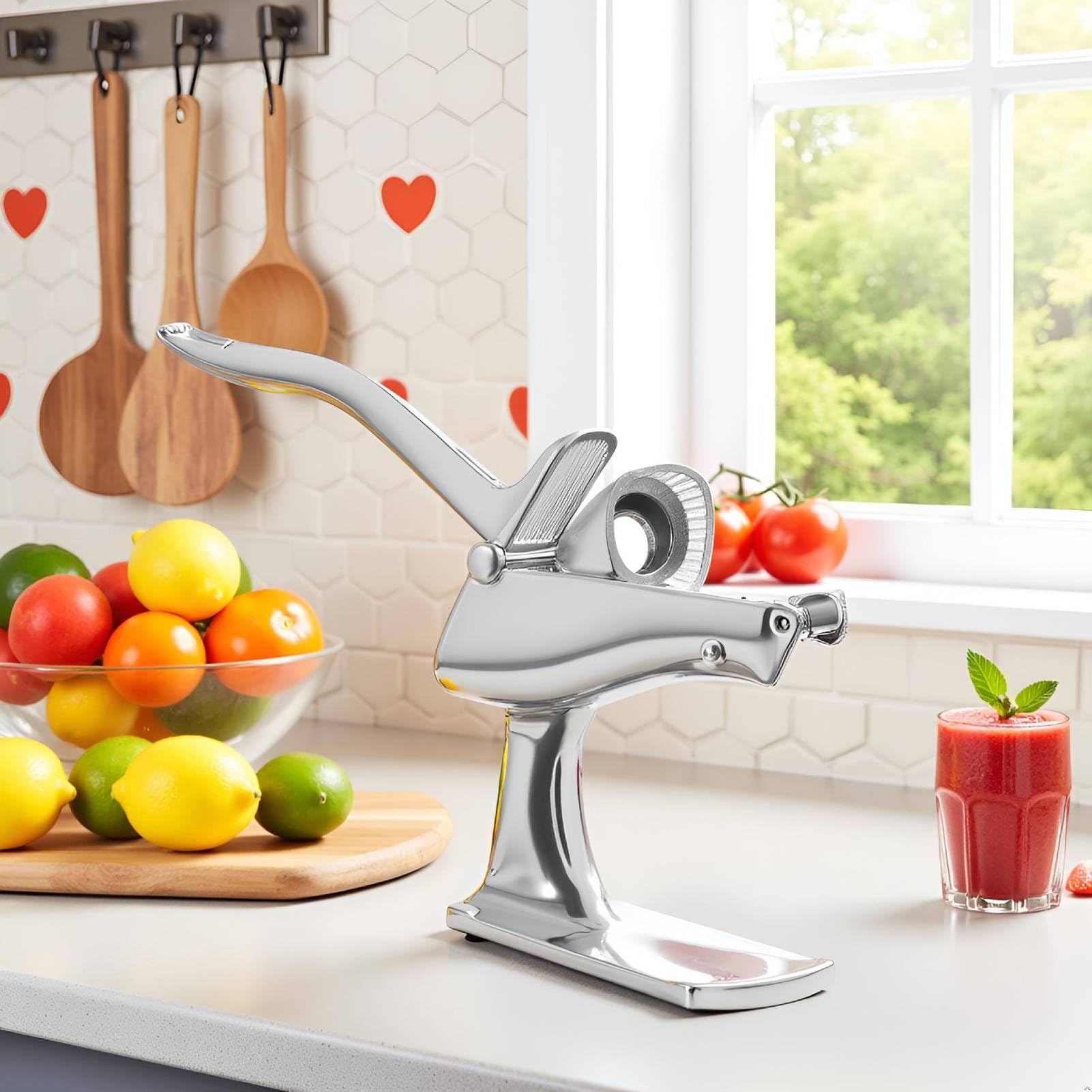 Exprimidor de jugo de manivela, exprimidor manual de frutas, limón, naranja, prensa, accesorios de cocina, aluminio