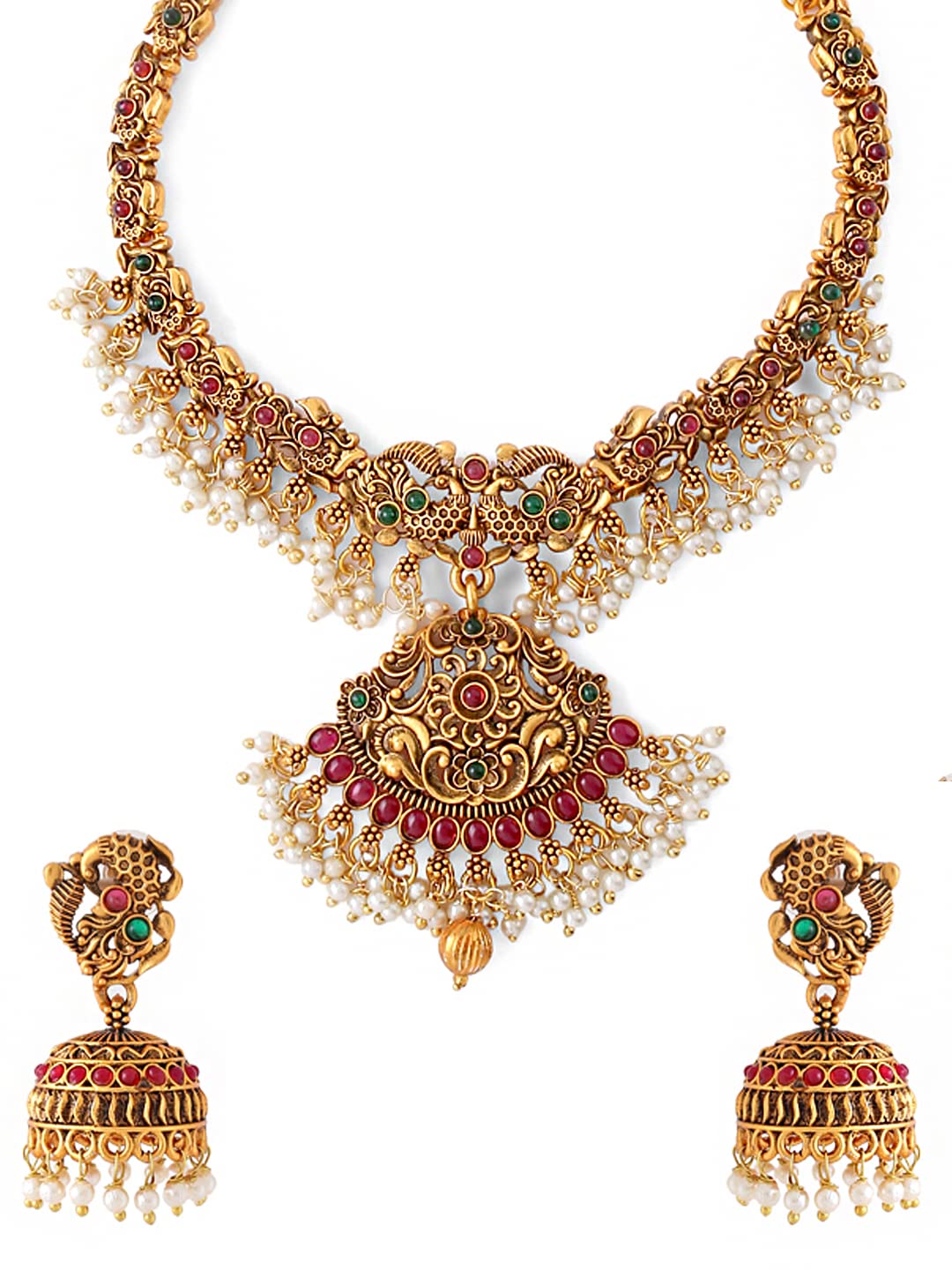 Yellow Chimes Necklace Set For Women And Girls Traditional Jewellery set for women Gold-Plated Temple Necklace Set Stone-Studded Necklace Set For Women & Girls (B09VGZBNZG) Amazon Price History, Amazon Price Tracker