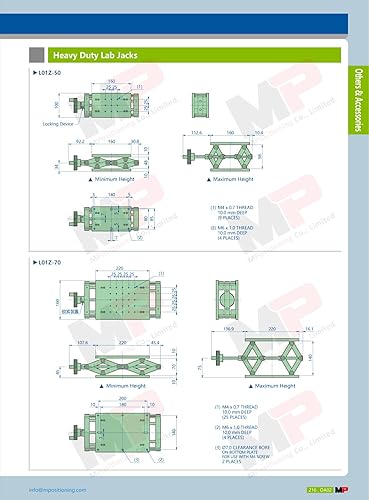 Miniatura 3 de Lab Jack, MPositioning L01Z-30 Plataforma de elevación de laboratorio de tijera manual resistente, gato de laboratorio de aluminio, movimiento suave