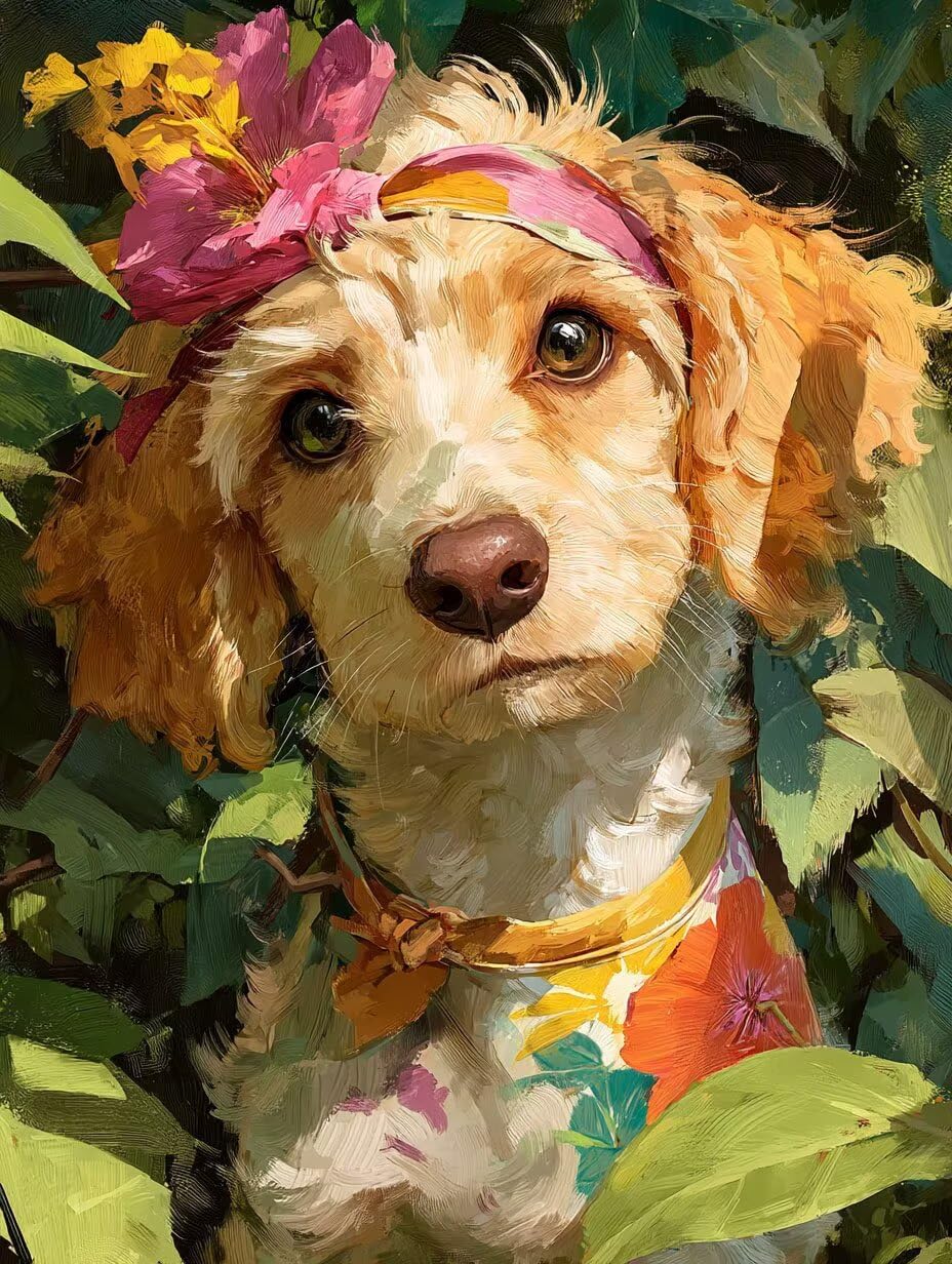 Puzzle de 1000 para Adultos, Perro De Flores, Clásicos YHPGL7-381