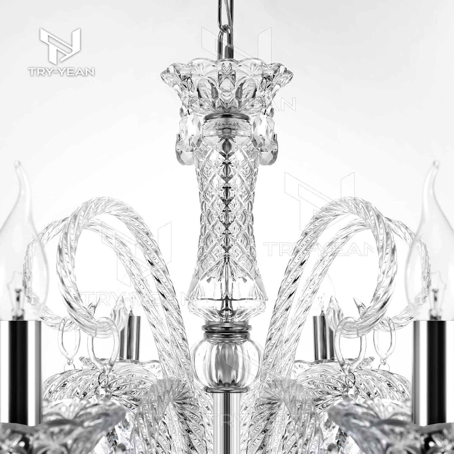Lustre Cristal Cognac 10 Bras Avec Pampilles - Verre K9 Et Métal Argenté - Chaîne Réglable 30 Cm - Pour Pièce De 20-25 M² (ampoules E14 Non Incluses) - 2