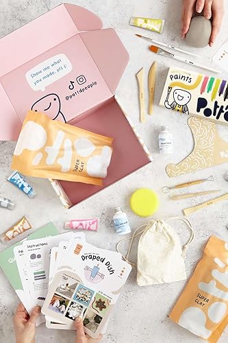 Miniatura 10 de Pott'd Kit de cerámica de arcilla seca al aire para principiantes. Kit de bricolaje para adultos. El kit incluye arcilla seca al aire para adultos,