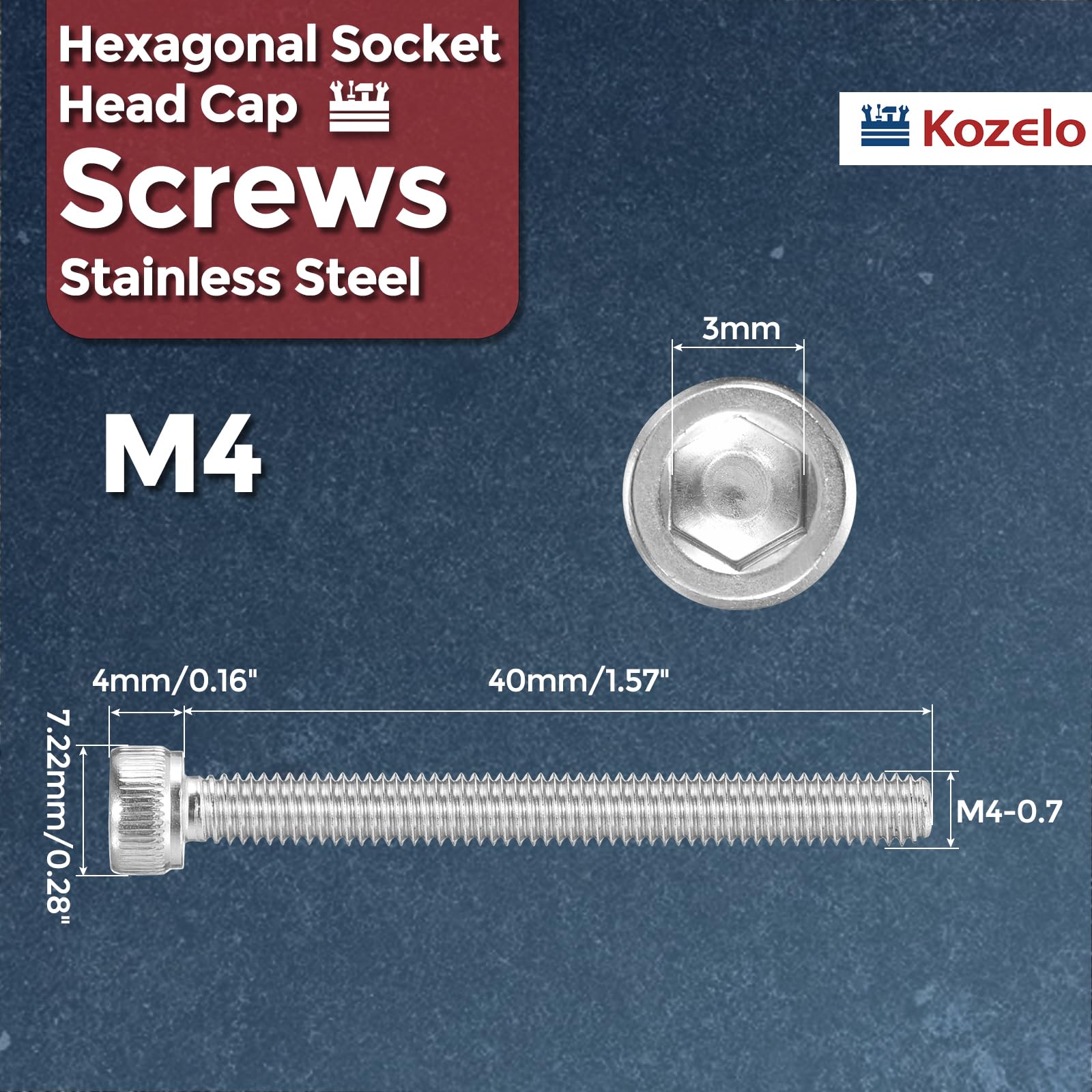 Kozelo 60pcs Socket Head Cap Screws - Image 2