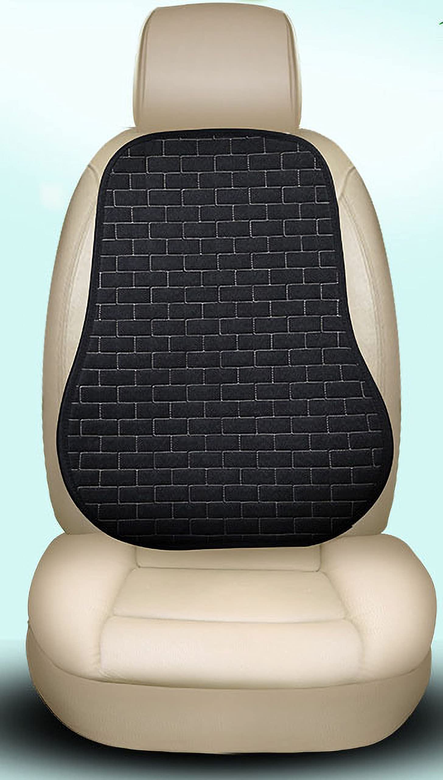 SMIUPIN Universal Fiber Linen Fabric Car Seat Cover, Seat Protector, Anti-Slip Car Seat Cushion for Truck, Van (Black & Silver, Back Cushion)
