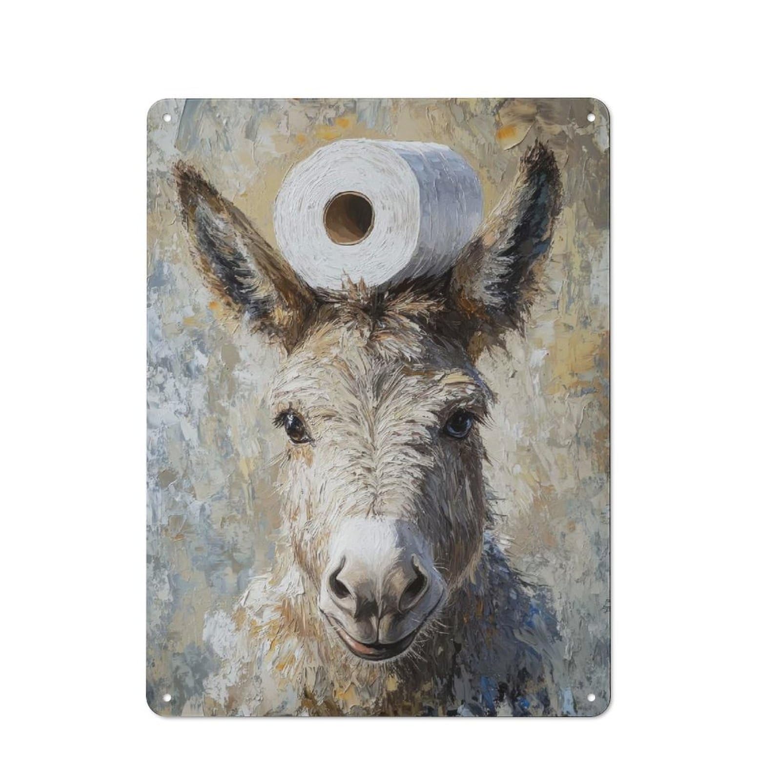 Junmoney Style-11 Donkey With Toilet Paper Rustic Metal Sign 40X30cm For Garden Room Or Summerhouse, For Summerhouse Decorators