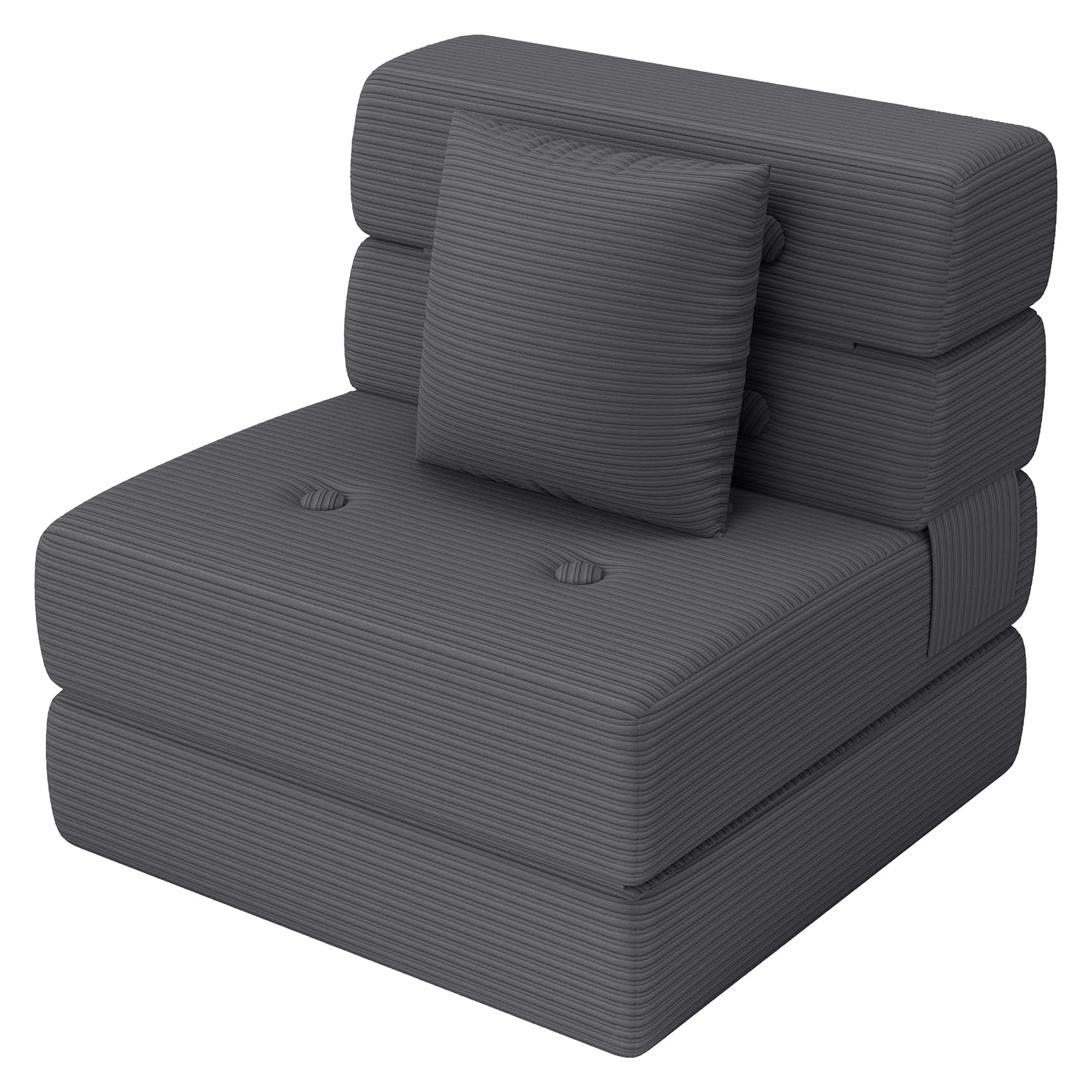 Folding Sofa Bed Convertible Sleeper Chair Couch Bed with Pillow One-Piece High-Density Sponge Mattress Multi-Purpose Corduroy Floor Sofa