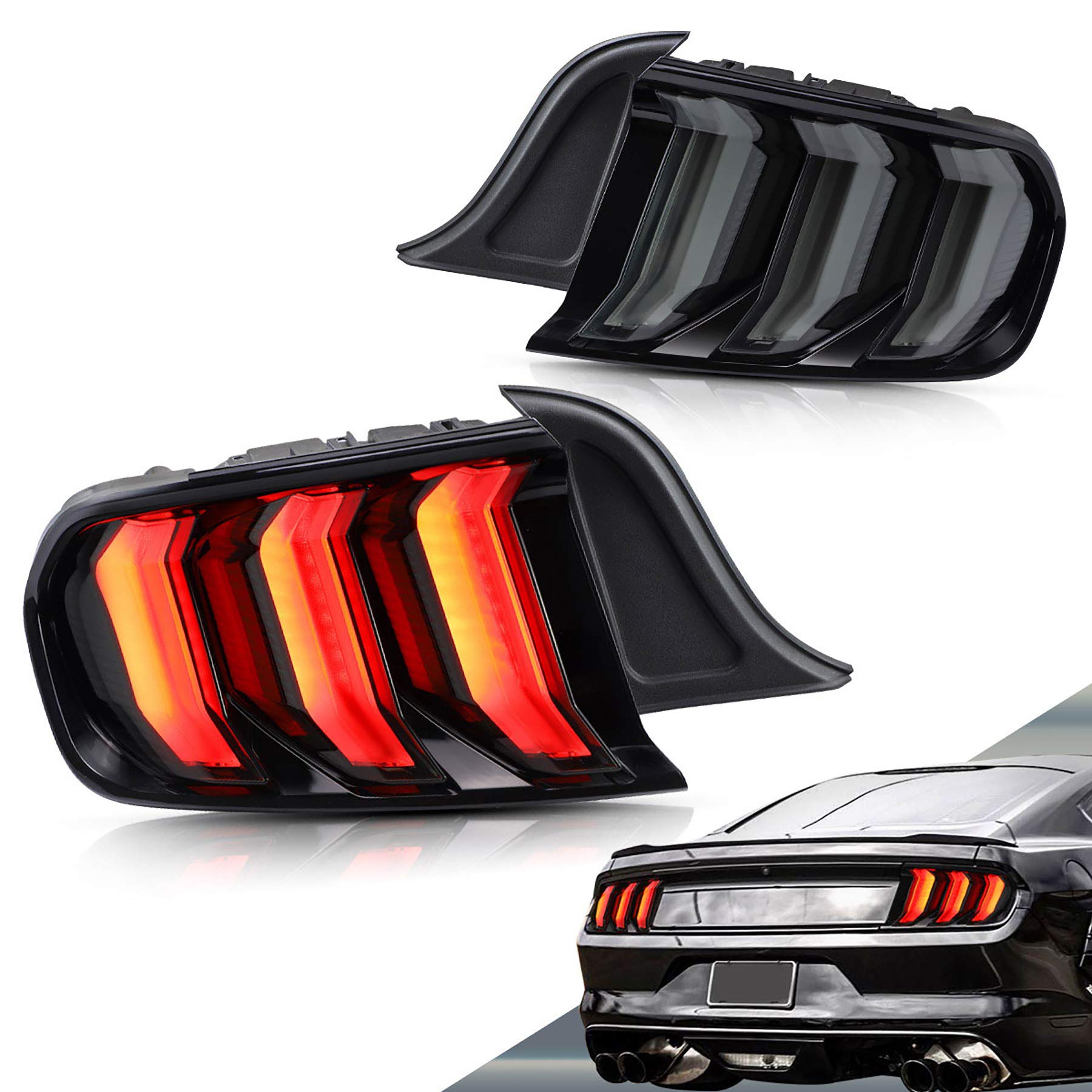 Buy VLAND Full LED Tail Lights for Ford Mustang GT 20152020, Rear Lights, Five Modes Turn