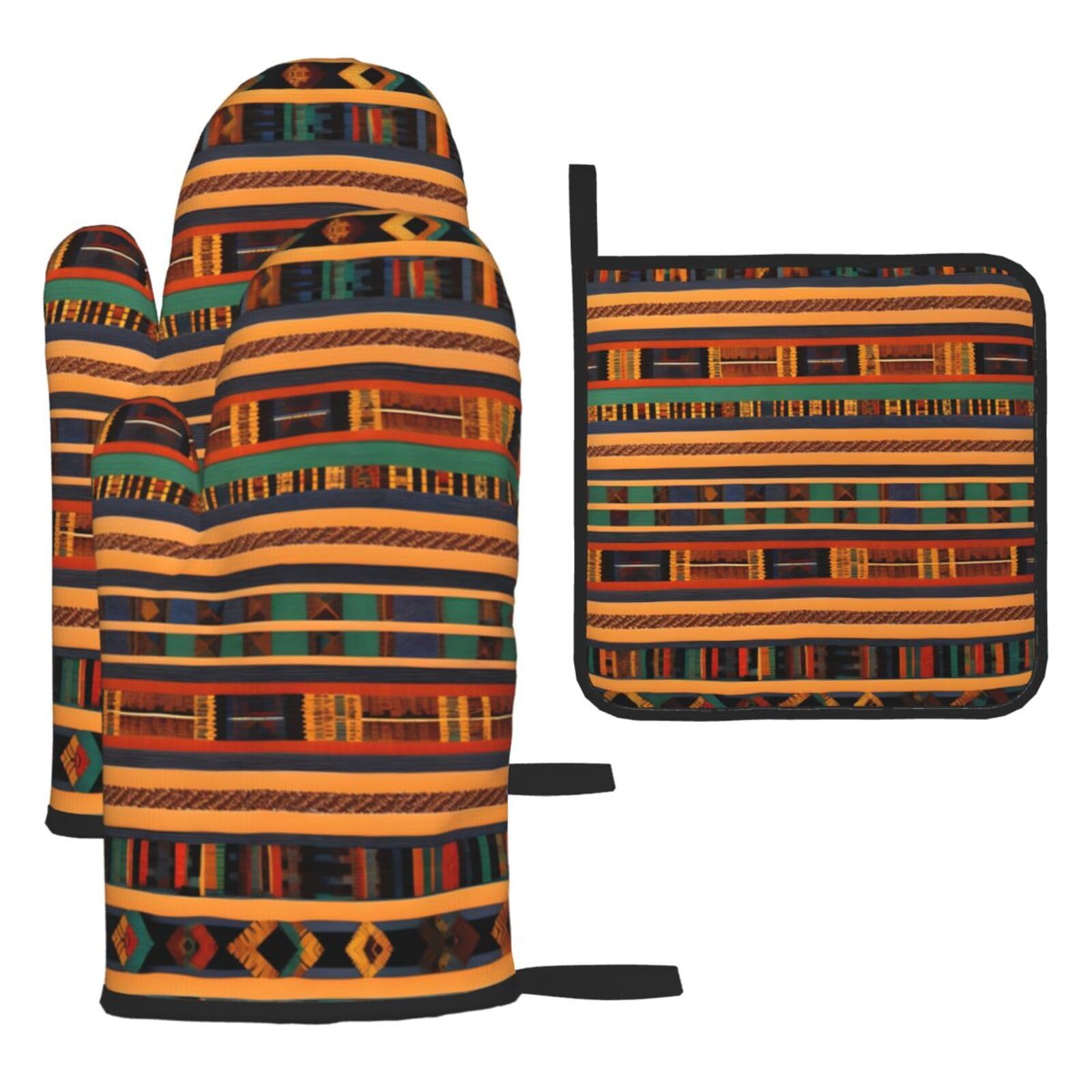 African Weaving Christmas Oven Mitts,Cute Cooking Glove,Heat Resistant,Oven Mitts Gift for Mom,Housewarming