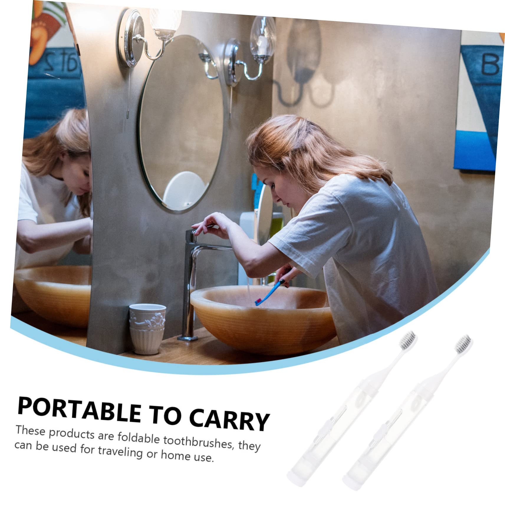 TOVINANNA 1Pc Portable Travel Toothbrush Case Compact Folding Toothbrush Holder for Business Daily Use and Outdoor Activities Durable White Design with Soft Bristle Brush Head