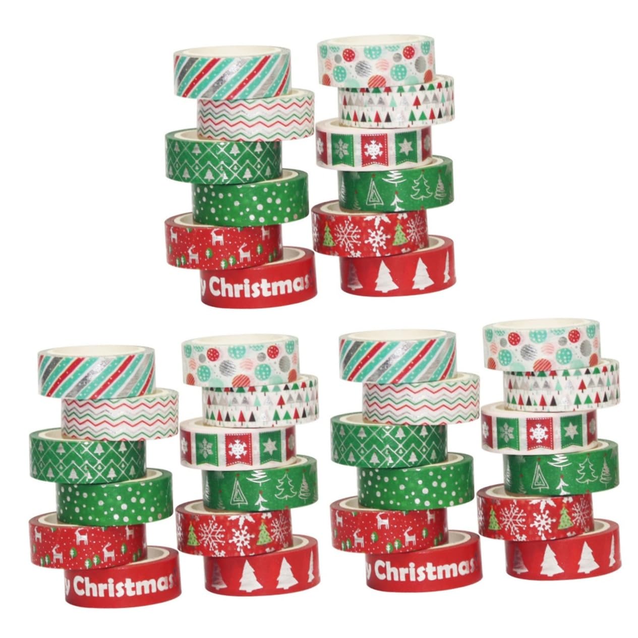 EXCEART 3 Juegos De Cintas Adhesivas De Papel Washi Colección Navideña para Envolver Manualidades Decoración del Hogar Y La Oficina 12 Rollos X 3