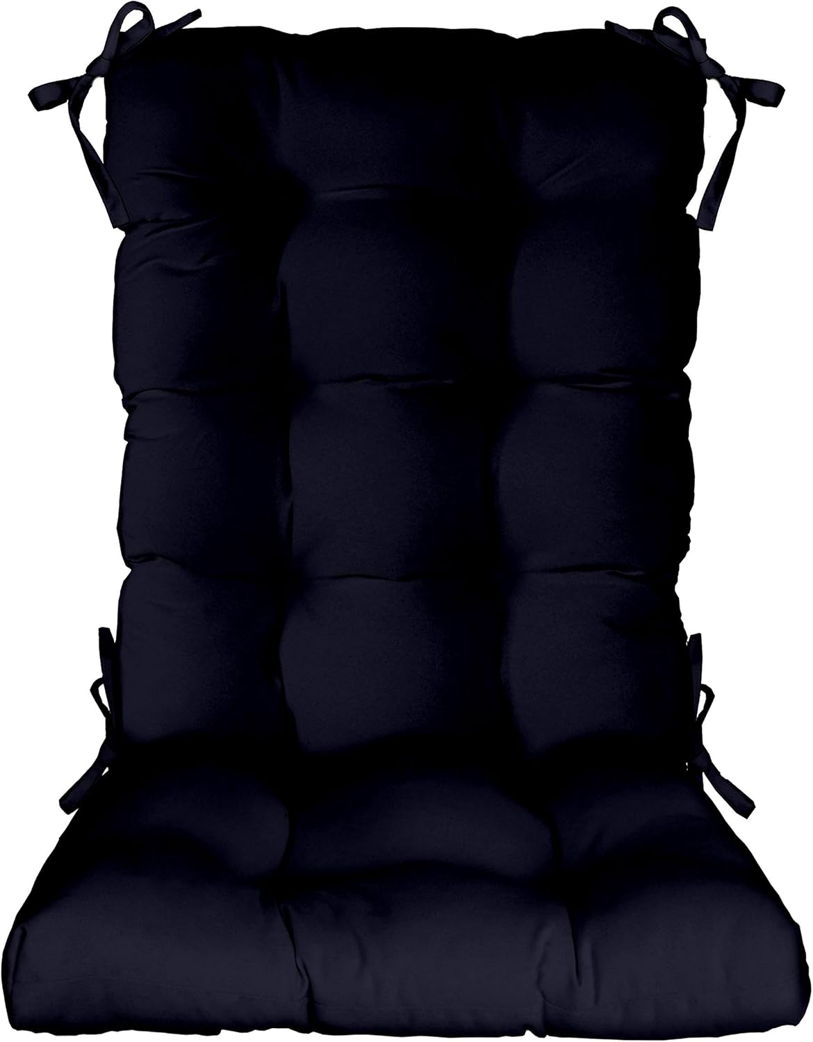 RSH DECOR: Tufted Rocker Cushion Set | 18" x 24" Back x 18" x 20" Seat | Water-Resistant Spun Fabric | Outdoor Cushions for Rocking Chair | Navy Blue
