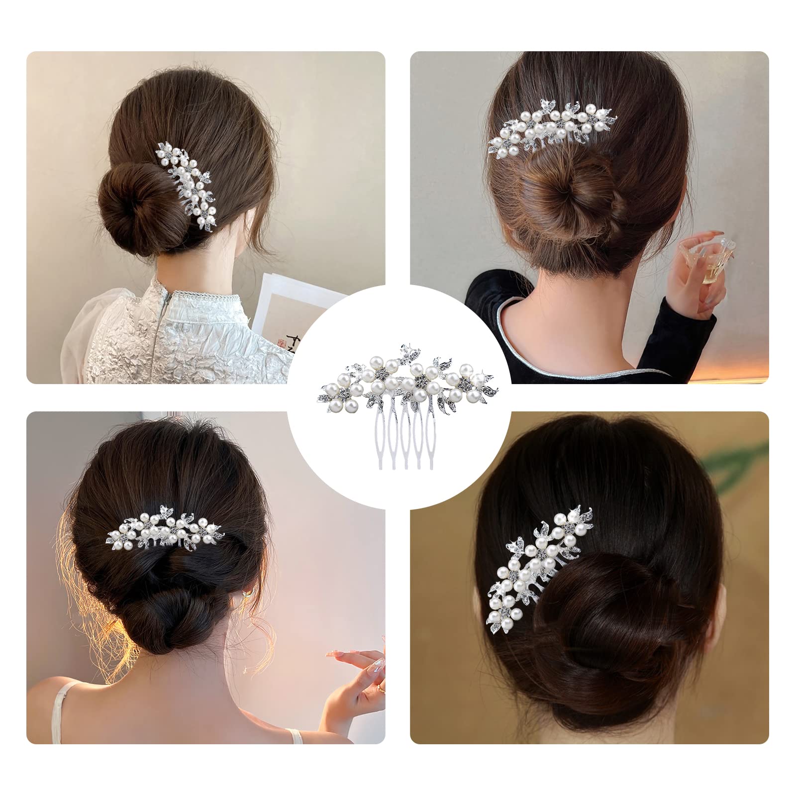 Amazon | nalaina パール髪飾り パール ヘアー コーム 5本櫛 パール