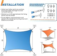 Vista 7 de TANG - Toldo para sol rectangular de 14' x 14', de tela, con bloqueo UV, para exteriores, toldo para patio, tela para sombra cuadrada para porche
