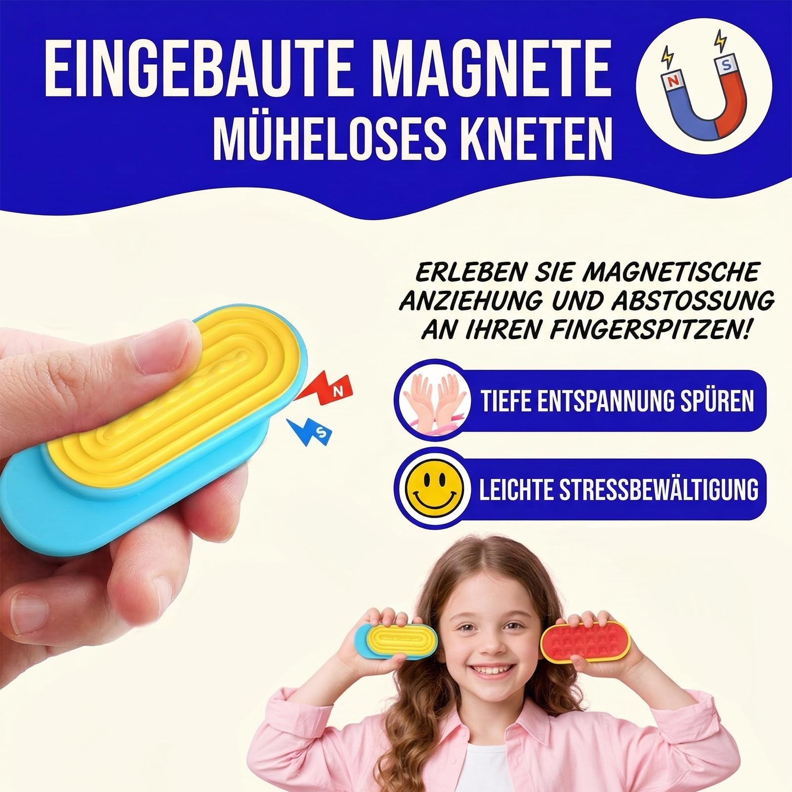 Magnetyczne zabawki fidget Toys Slider zestaw 6 sztuk z pudełkiem do przechowywania – cicha zabawka sensoryczna z funkcją przesuwania, kompaktowa i uporządkowana, ciche zajęcia ręczne na co dzień, do