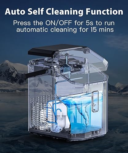 Miniatura 4 de Joy Pebble Máquina de hielo de pepita masticable para encimera, fabricación rápida de hielo con un solo clic, 33 librasdía, autolimpiante, máquina