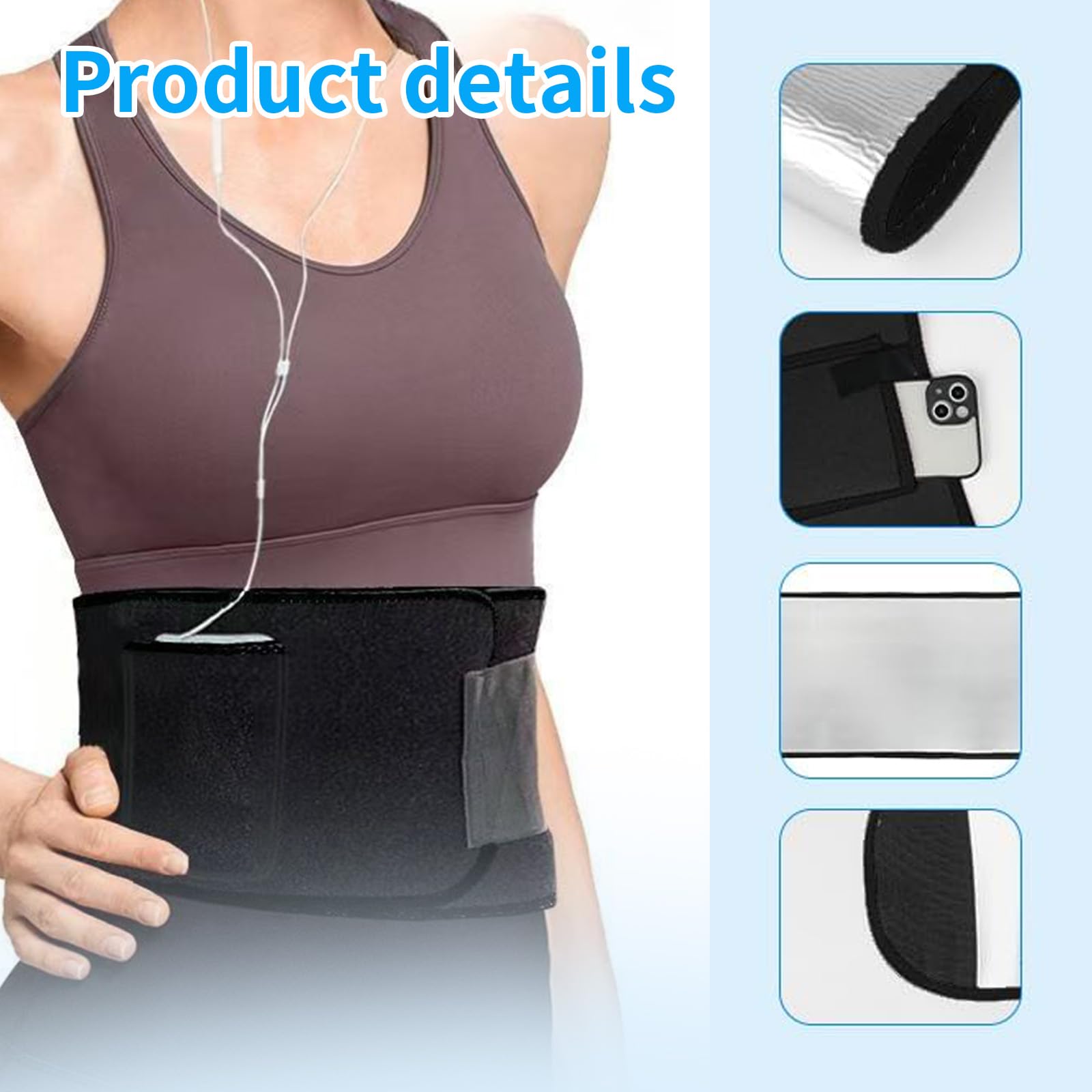 Cintura Dimagrante per Uomo e Donna, Applicazione Rapida ed Efficace Fascia Riduttrice per l'Addome, Nero
