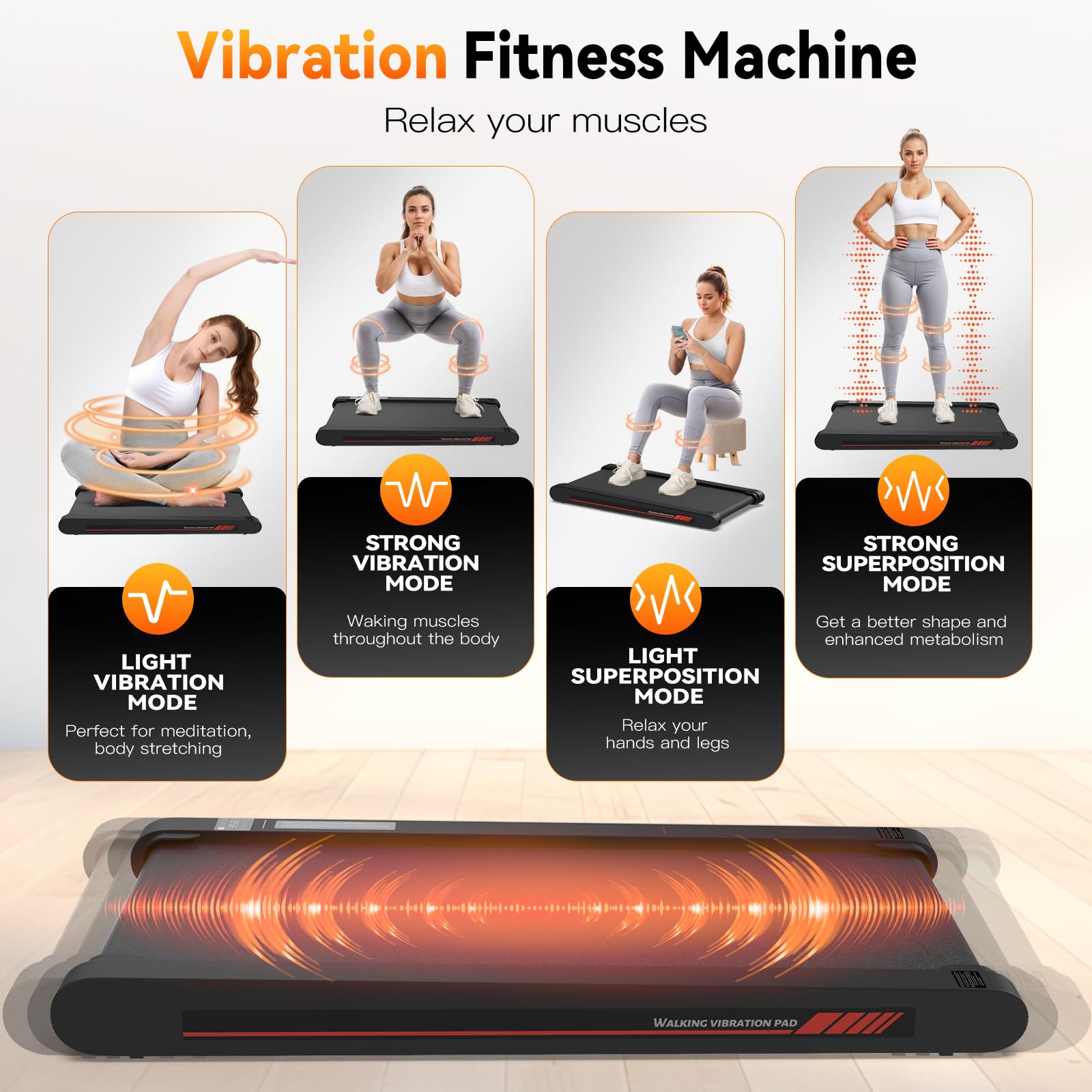 Freepi 3 in 1 Walking Vibration Pad,3.8 MPH Tapis Roulant with Remote Control and APP,2.5 HP Servo Motor Walking Treadmill Pad for Home and Office — view 4