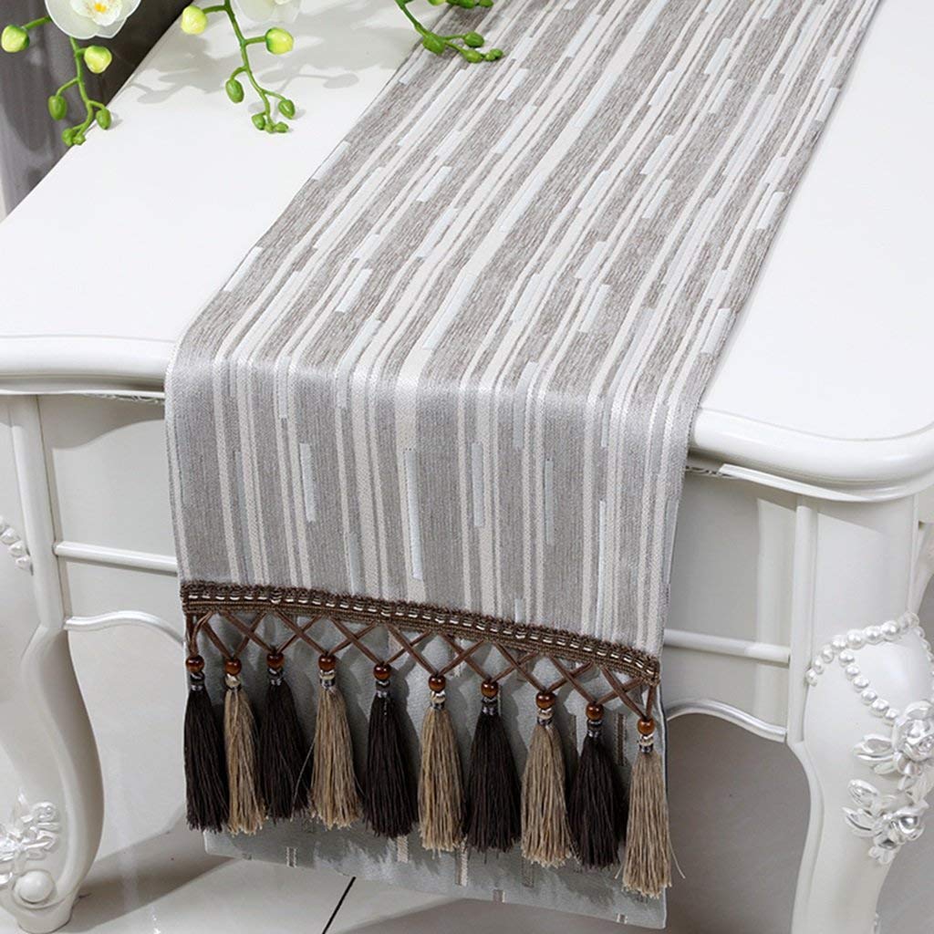 Vêtements de table napperon chemin de table chenille rayure meuble maison - 2