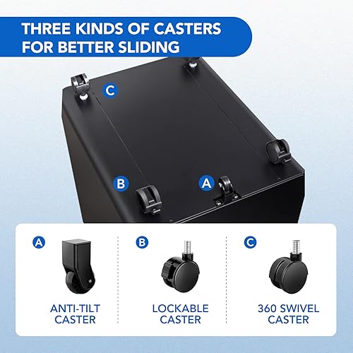 Miniatura 6 de FLEXISPOT Archivador móvil para oficina en casa archivador de 3 cajones debajo del escritorio archivador de almacenamiento para archivos