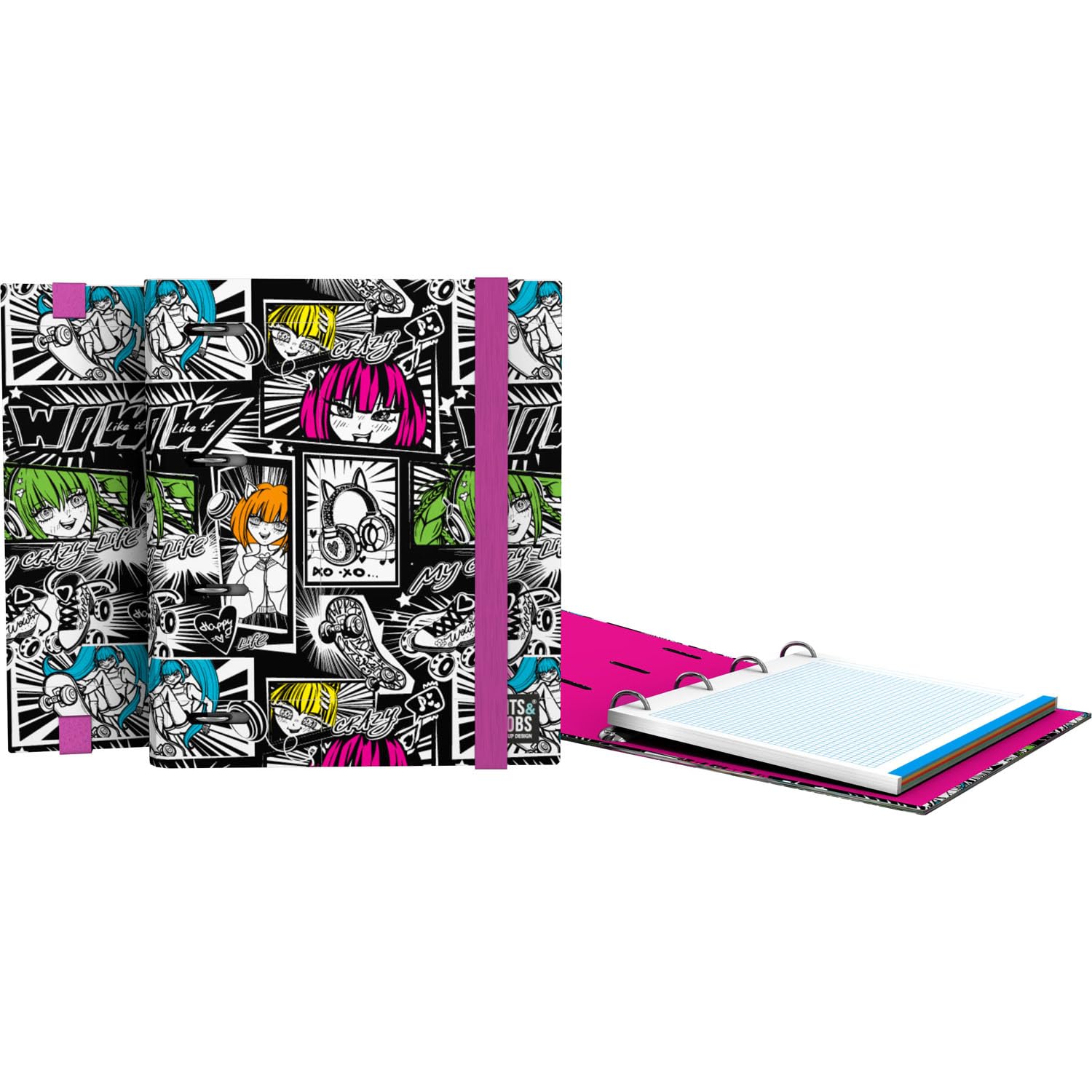 Grafoplás | Folder with Refill A5 | Carpebook Yuku Bits&Bobs | Includes Refill Sheets 90g Grid 5x5 Colour Edge | Ergonomic Curved Spine | 4 Round Rings 25mm | FSC Certified